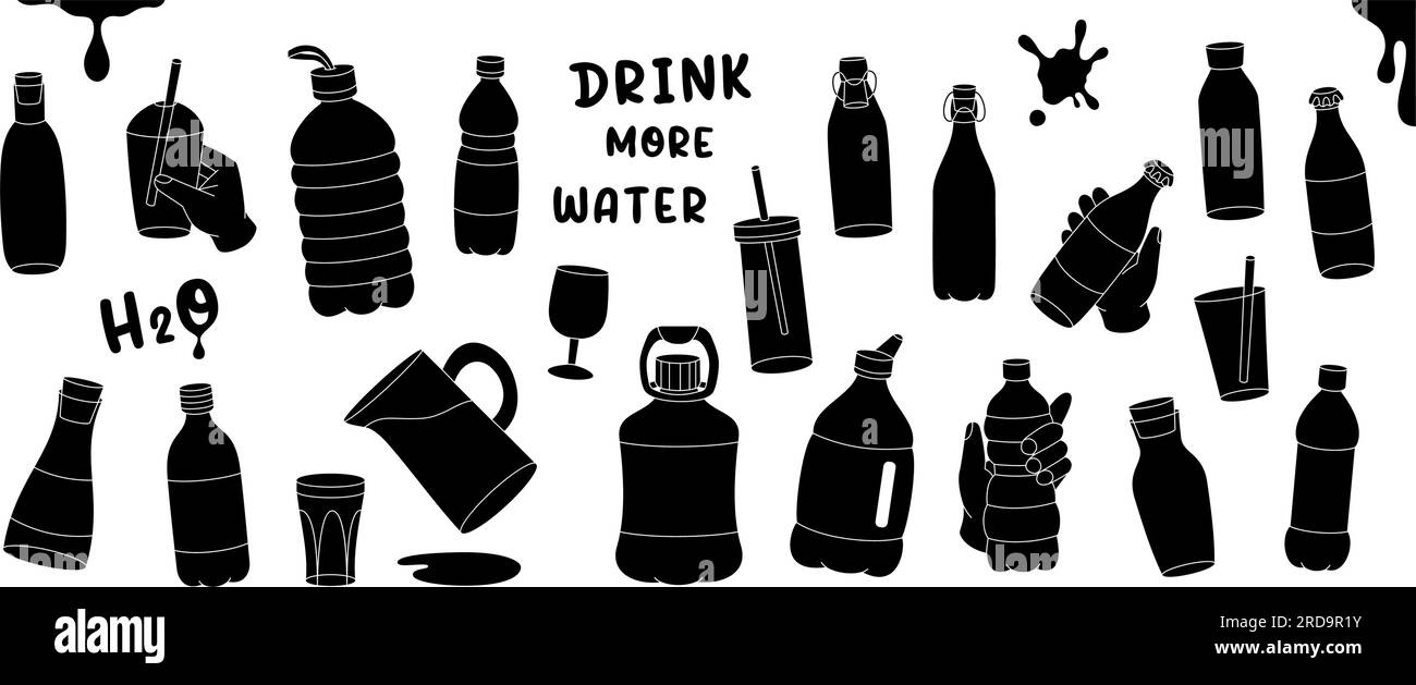 Different plastic bottle set. Drink more water. Plastic water bottles