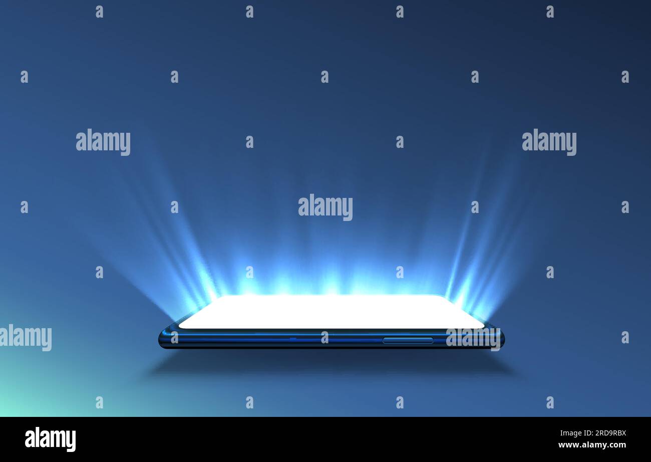 Smartphone light screen, technology mobile display light. Vector