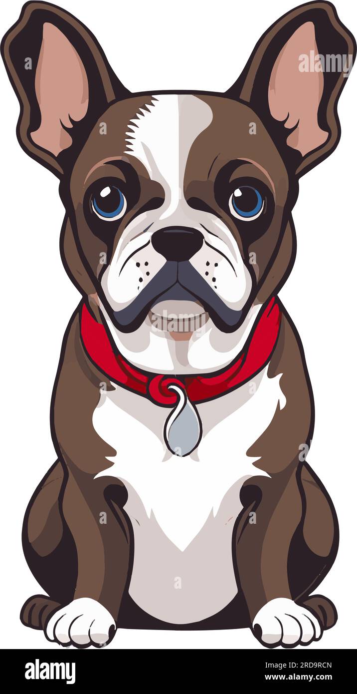 French bulldog isolated on white background. Flat Vector illustration Stock Vector
