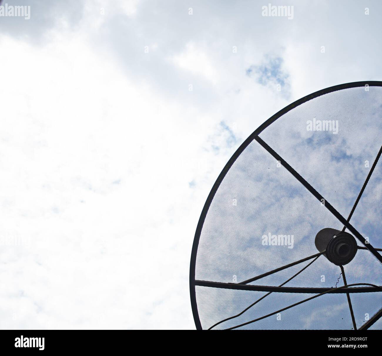 satellite dish receiving signal sky background Stock Photo