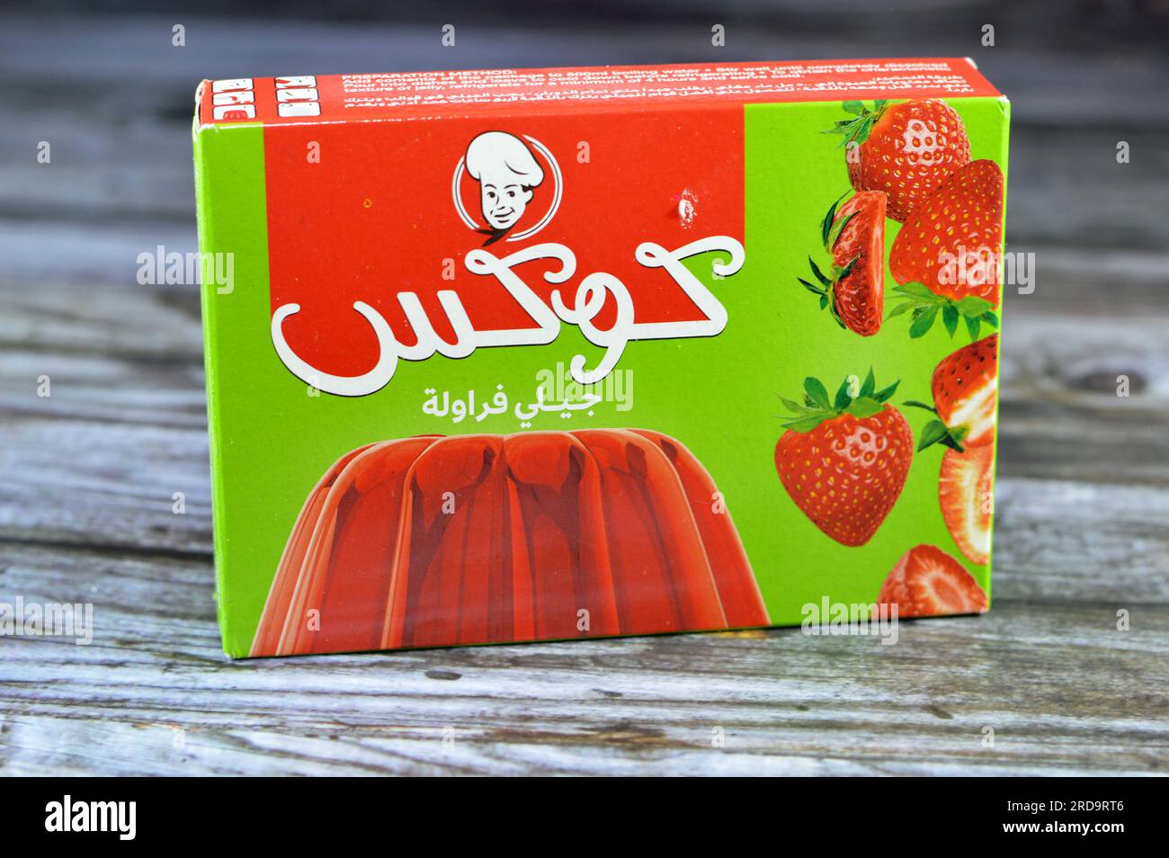 Cairo, Egypt, June 26 2023 Cook's Jelly strawberry pack, sweet red