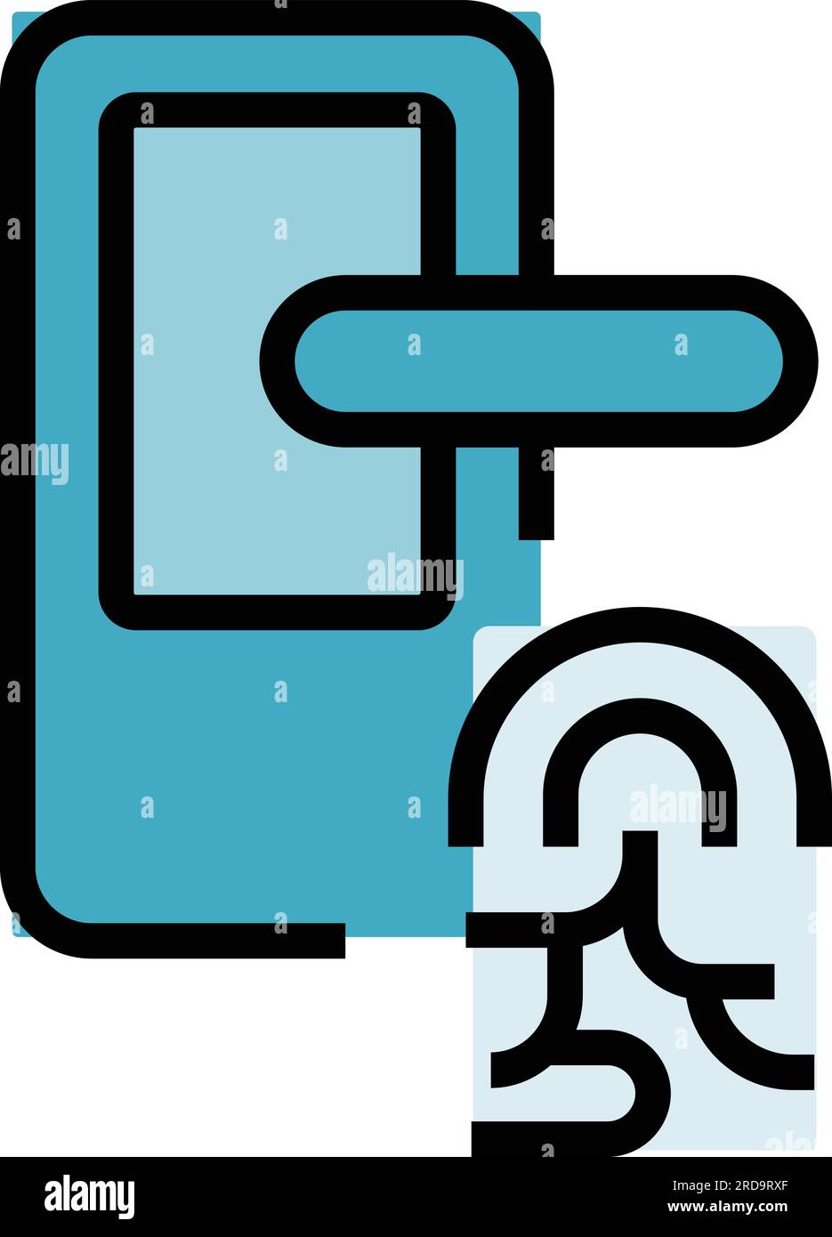 Door fingerprint icon outline vector. Lock access. Code privacy color flat Stock Vector