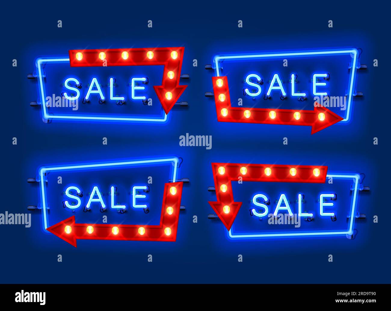 Neon sale frame arrow set collection. template design element. Vector