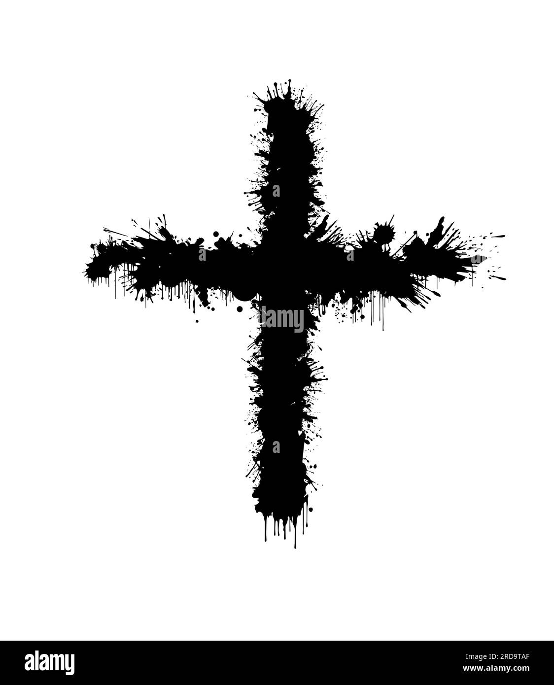 Grunge Religion Cross . Black Paint . Vector illustration Stock Vector