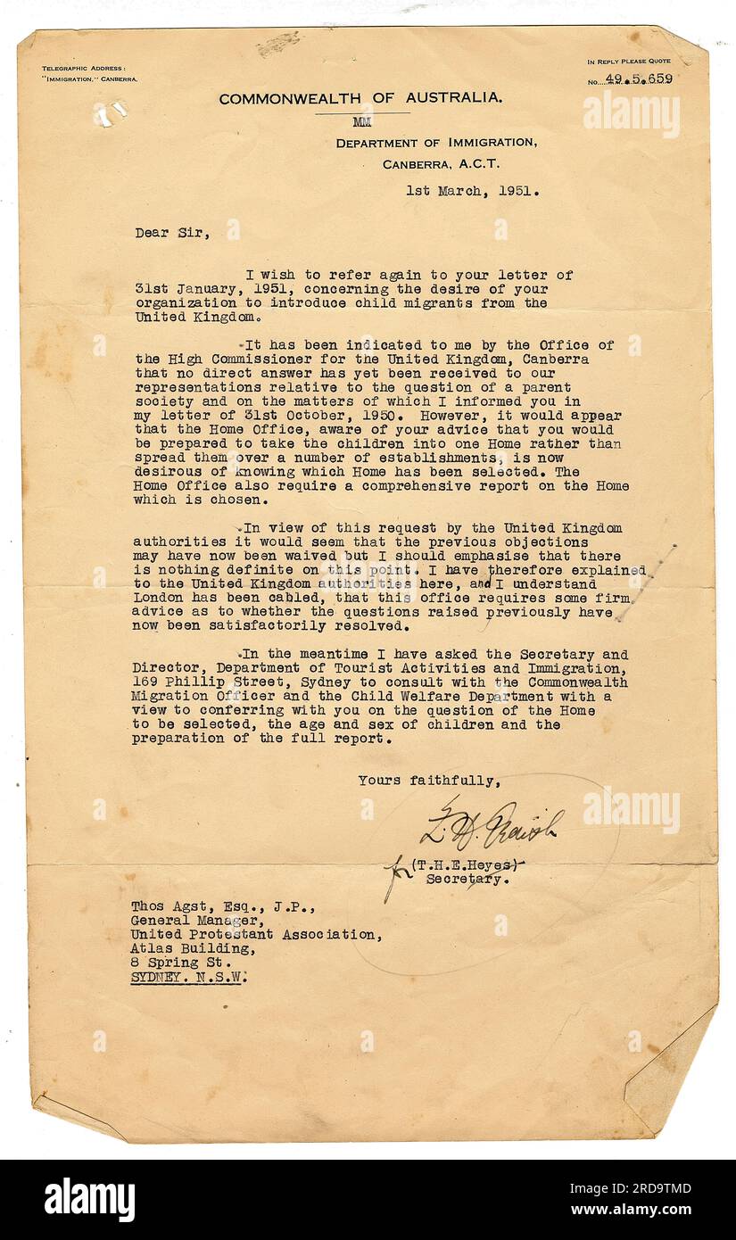 Letter to commissioner of immigration hi-res stock photography and ...