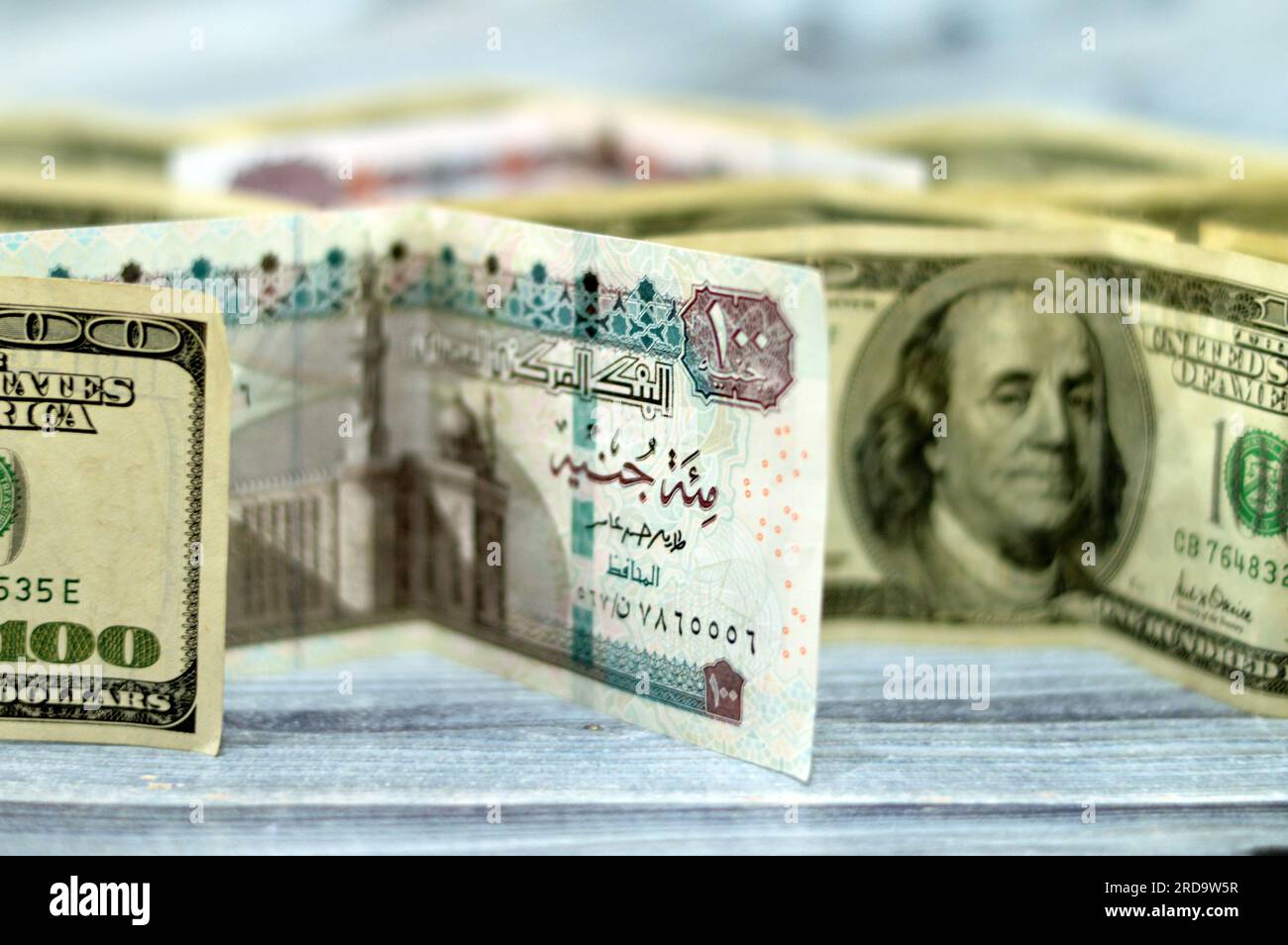 American and Egyptian money banknotes , pile of old vintage retro 100