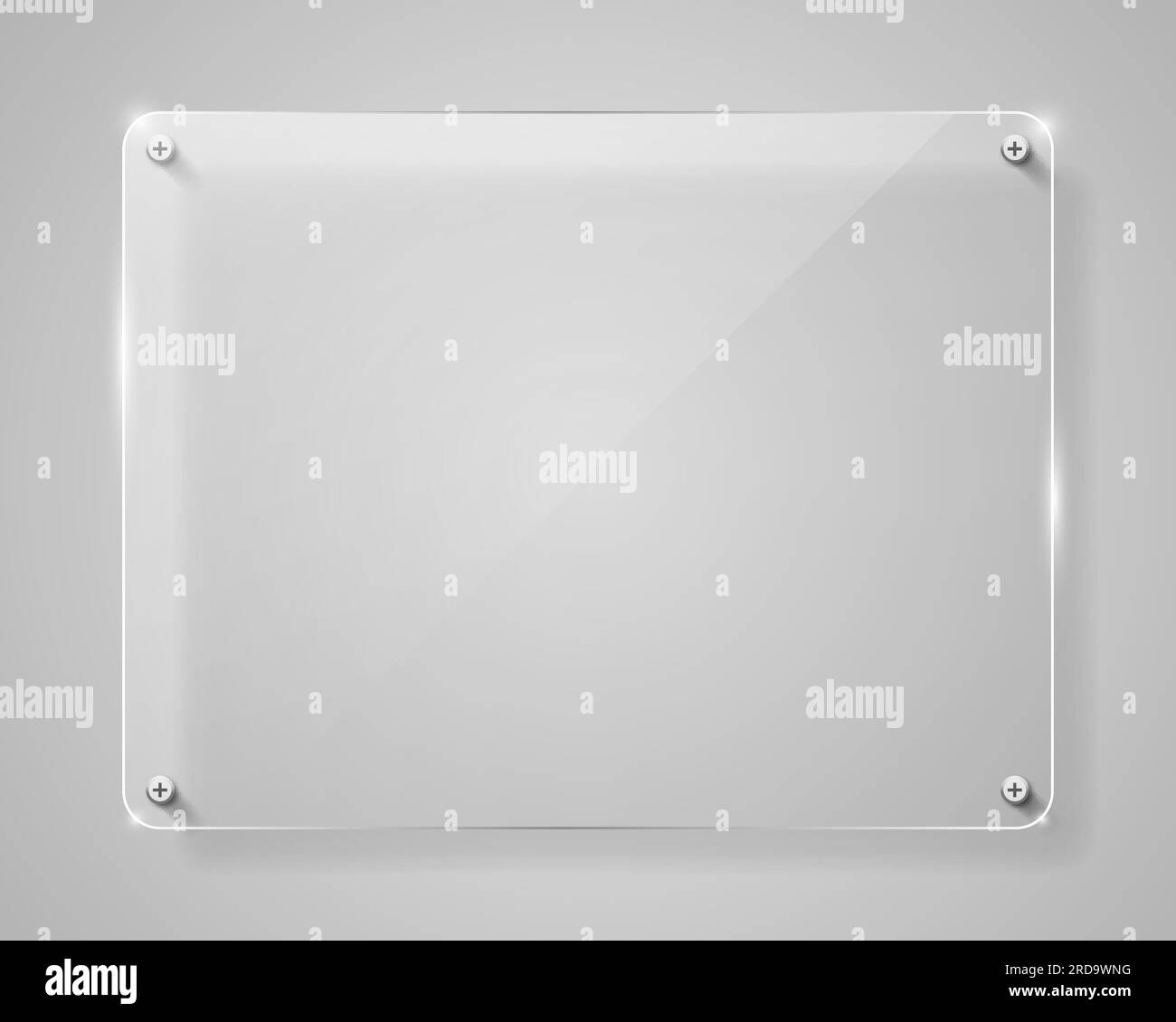 Realistic horizontal transparent glass frame with shadow. Modern