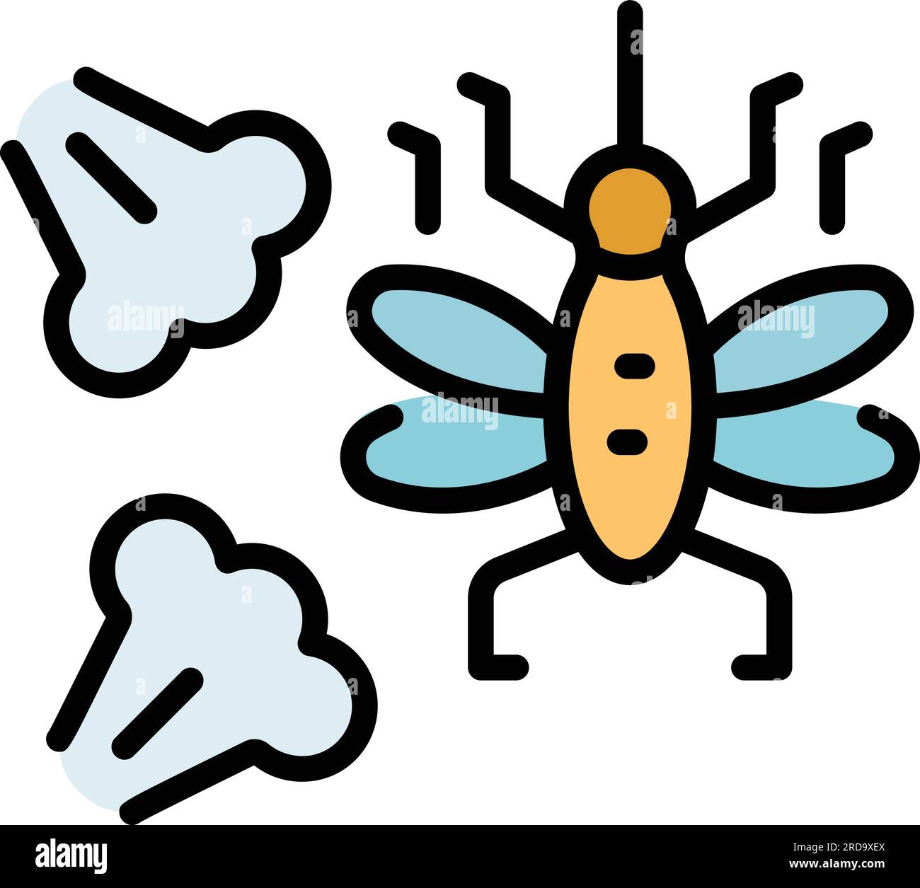 Spraying insect icon outline vector. Bug spray. Pesticide control color flat Stock Vector