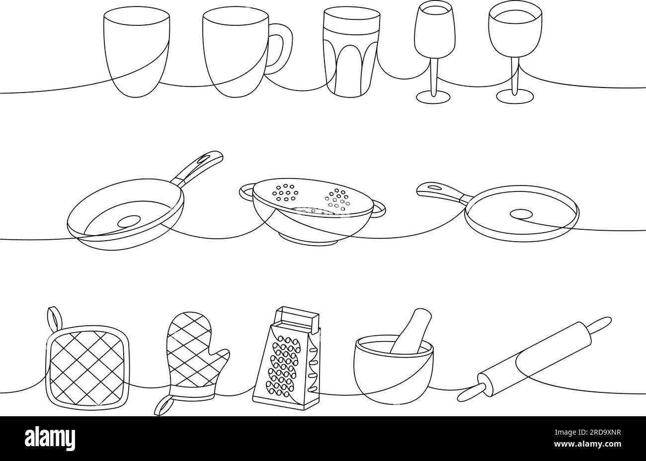Drawing Kitchen Utensils, Coloring Page Kitchen