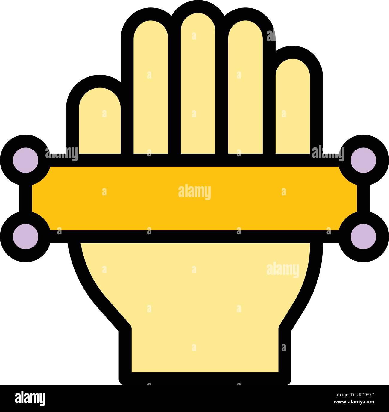 Verification palm scanner icon outline vector. Biometric scan. Hand recognition color flat Stock