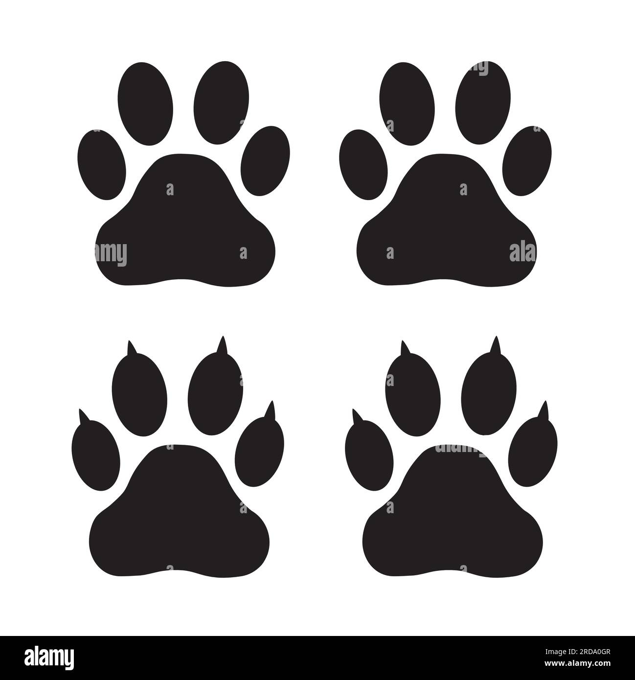 Black dog and cat paw prints on a white background Stock Vector Image