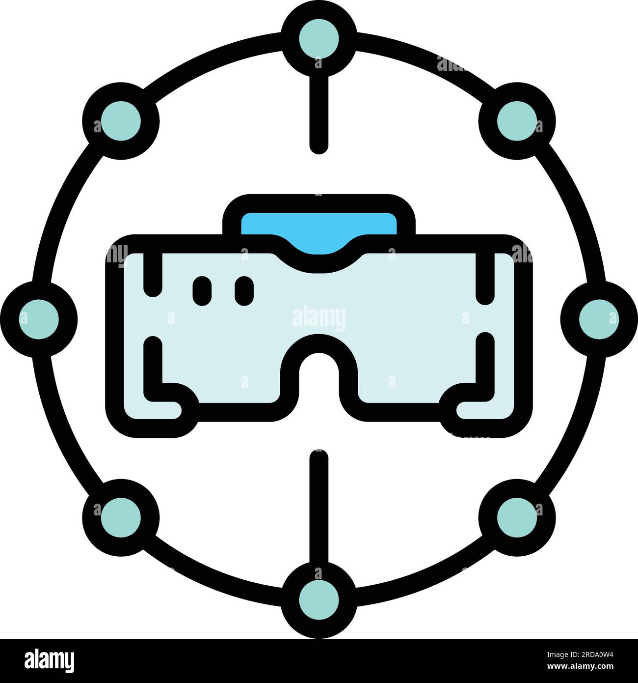 Vr headset icon outline vector. Digital platform. Virtual reality color ...