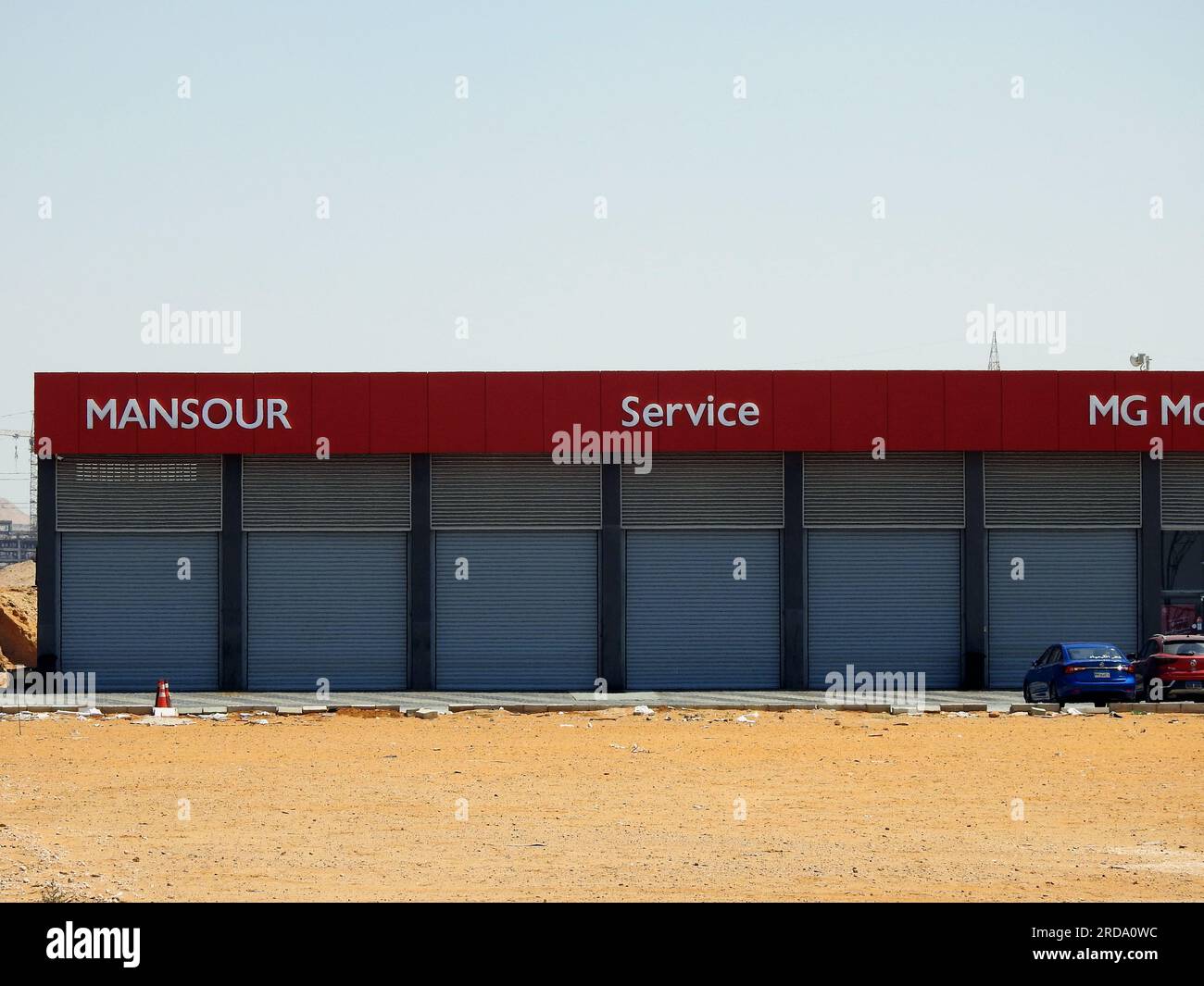 Cairo, Egypt, June 30 2023 MG cars auto service building Al Mansour
