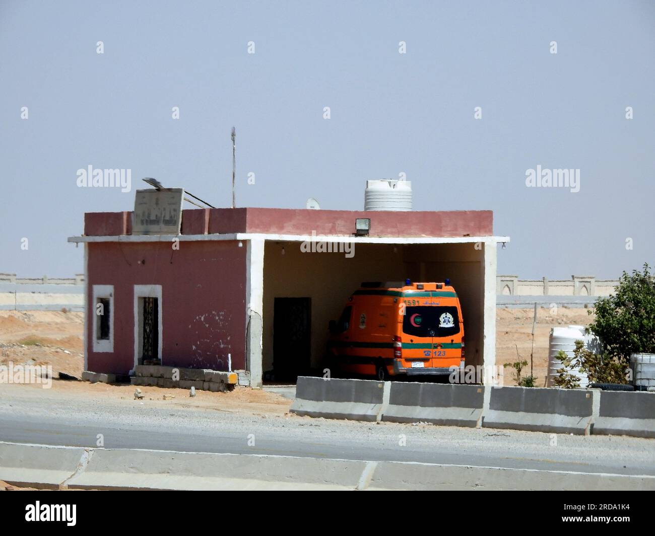 Cairo, Egypt, June 30 June 2023 An Emergency road ambulance point at