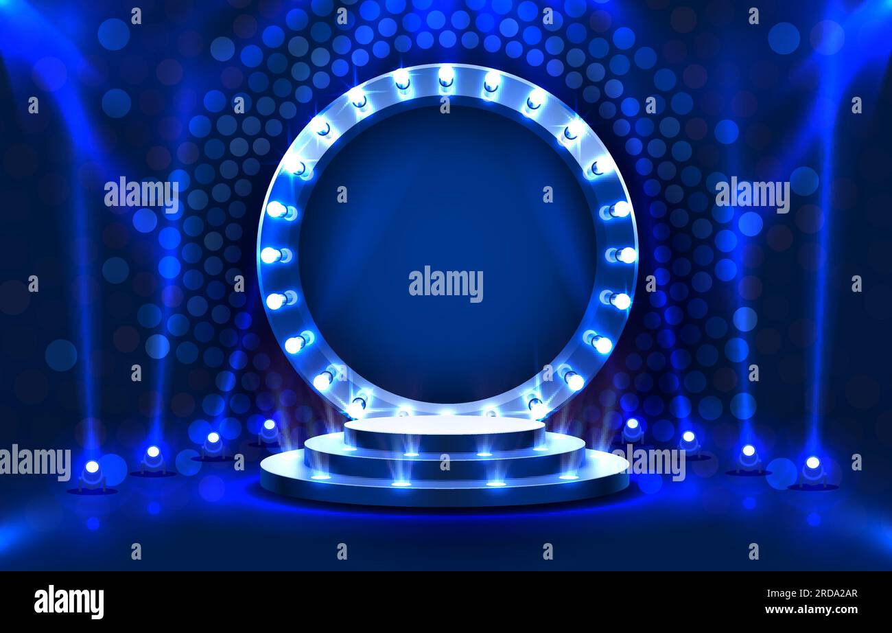 Show light, Stage Podium Scene with for Award Ceremony on blue