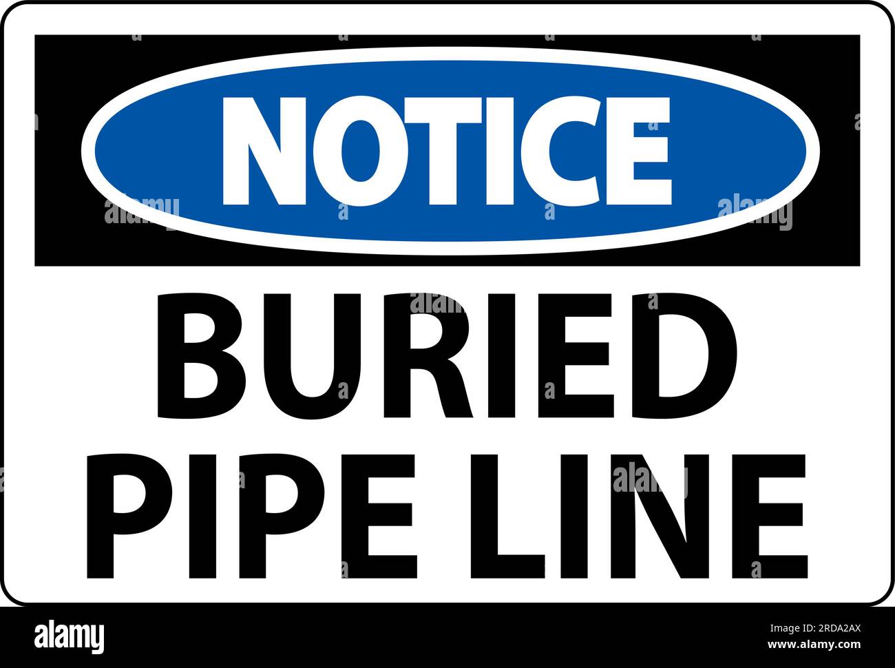 Notice Sign Buried Pipe Line On White Background Stock Vector Image