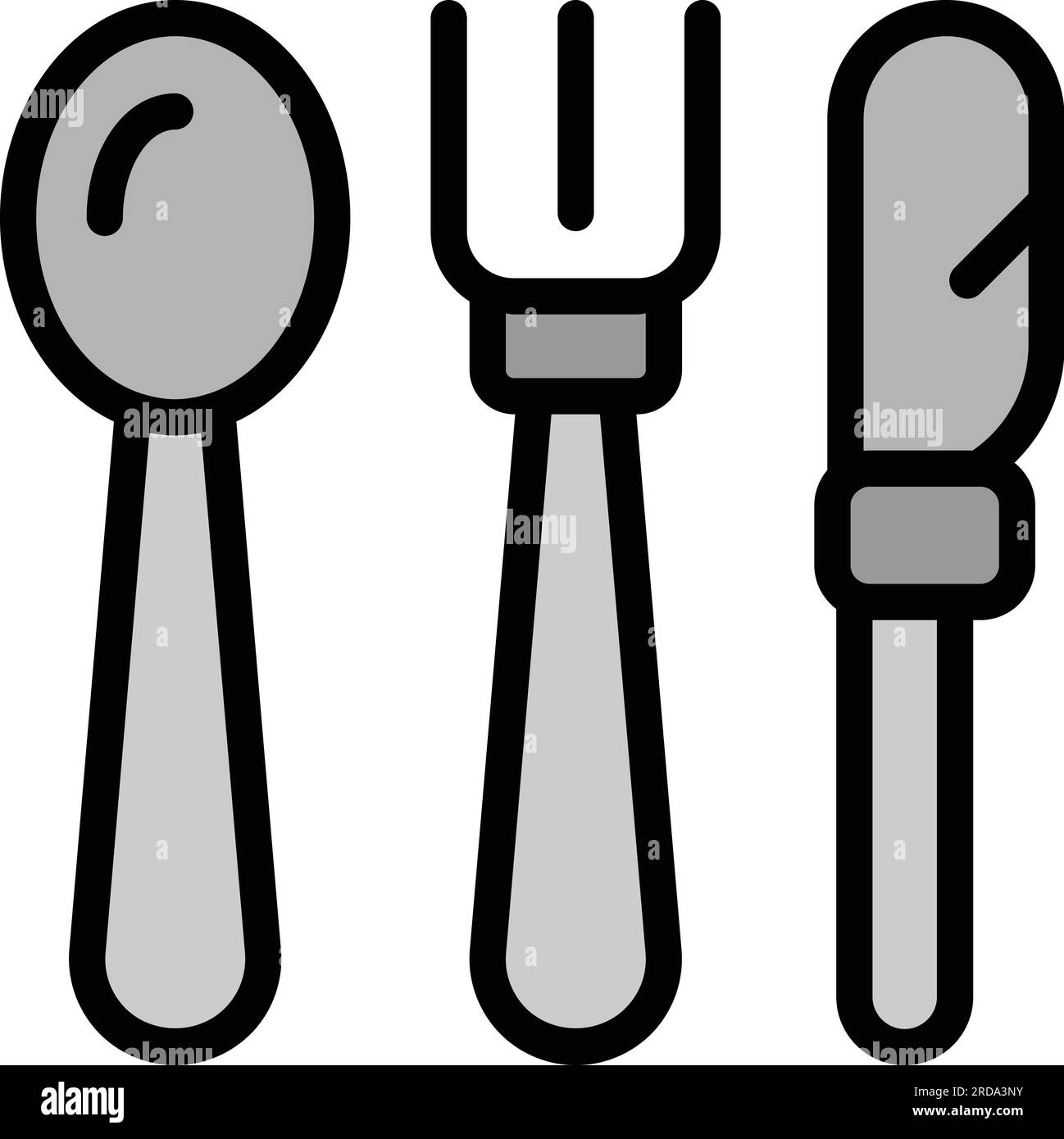 Baby spoon and fork thin line icon outline symbol Vector Image