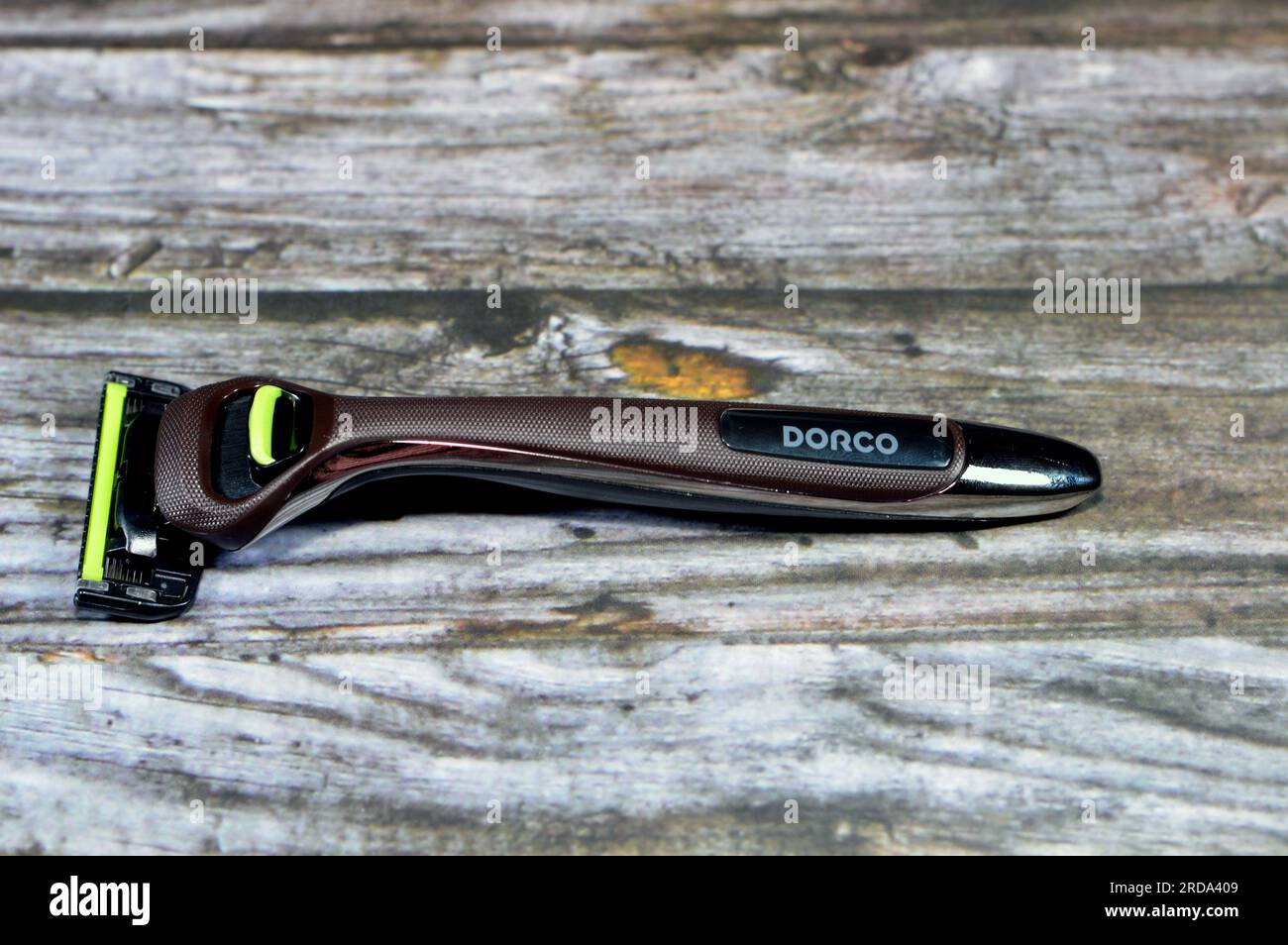 Cairo, Egypt, July 5 2023: Dorco Pace 6 Pro for shaving comes with ...