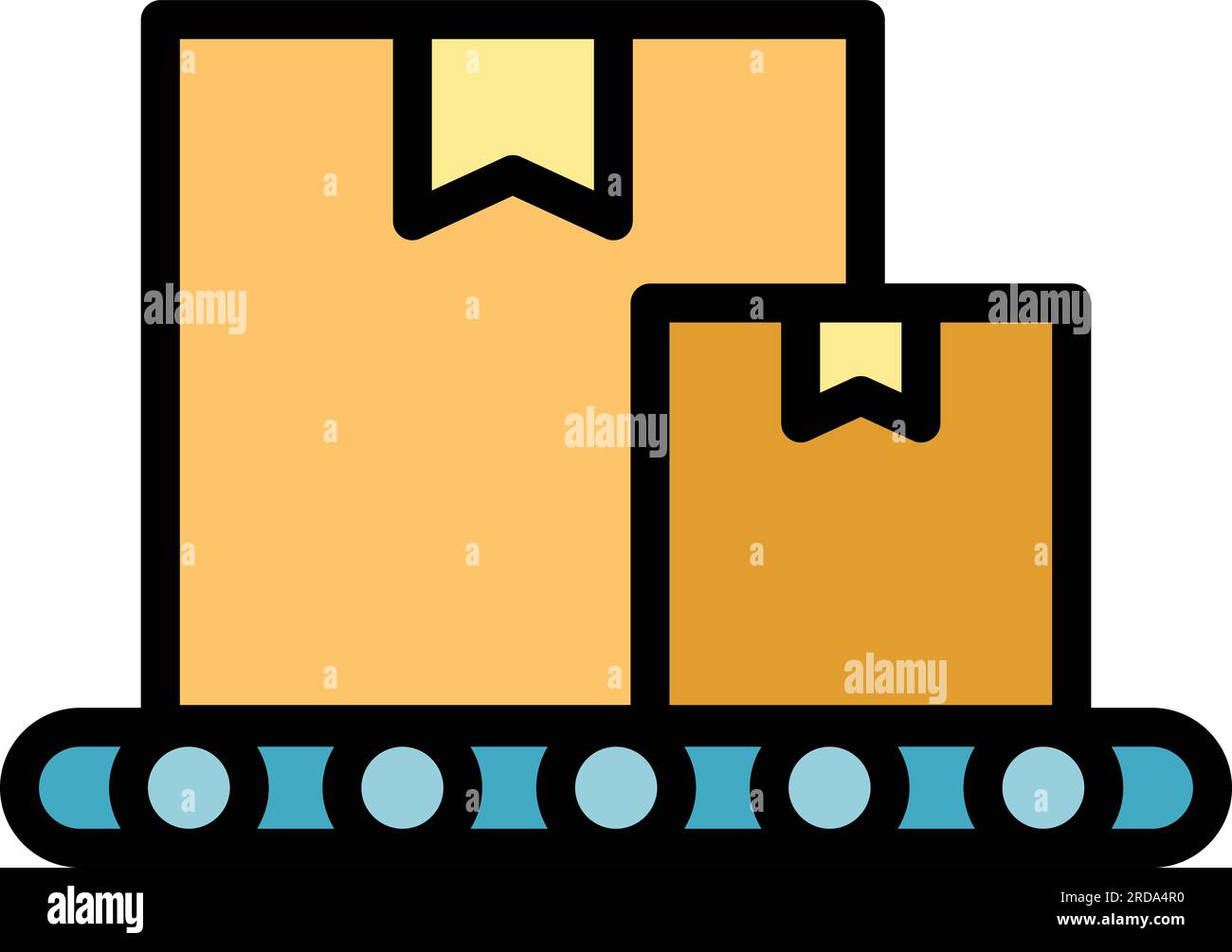 Packing process icon outline vector. Assembly conveyor. Production ...
