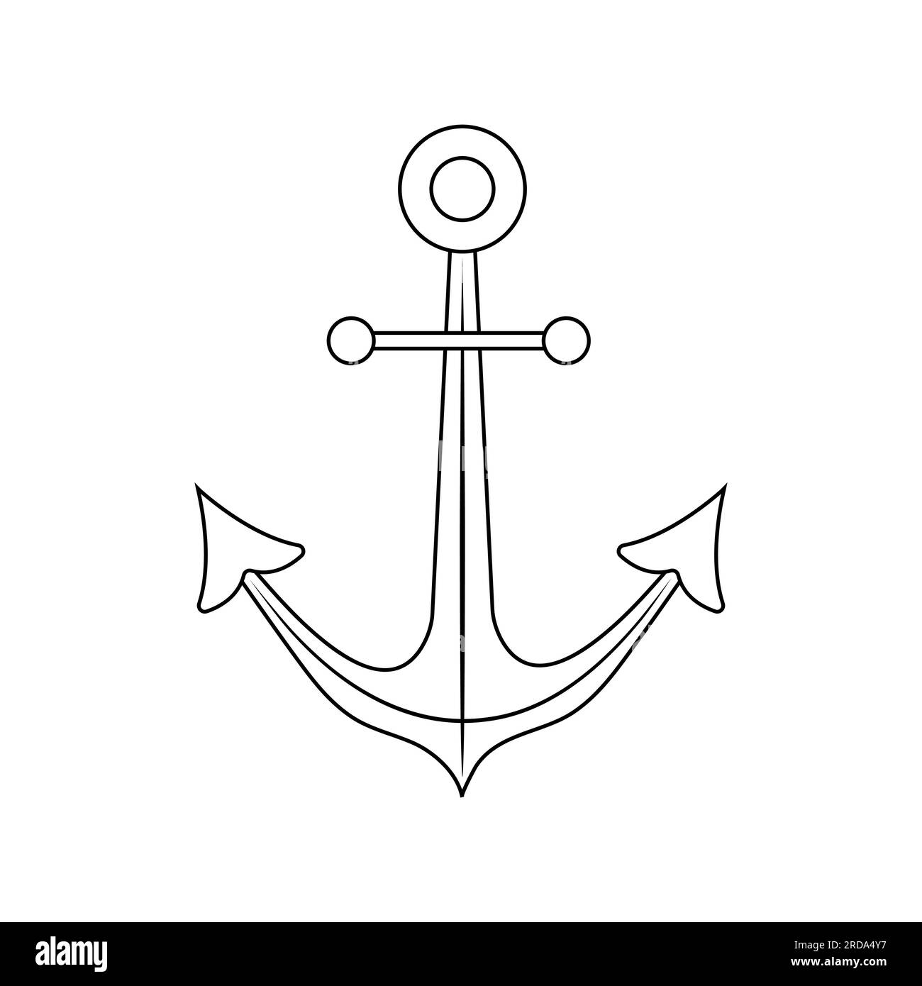 Anchor icon isolated on white background. Marine logo. Outline vector illustration in flat style Stock Vector