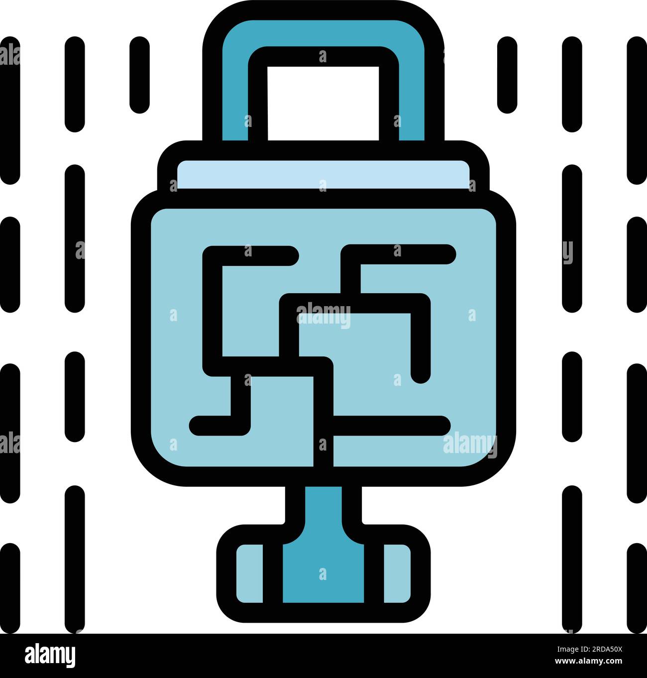 Cyber lock icon outline vector. Secure key. Hacker system color flat Stock Vector
