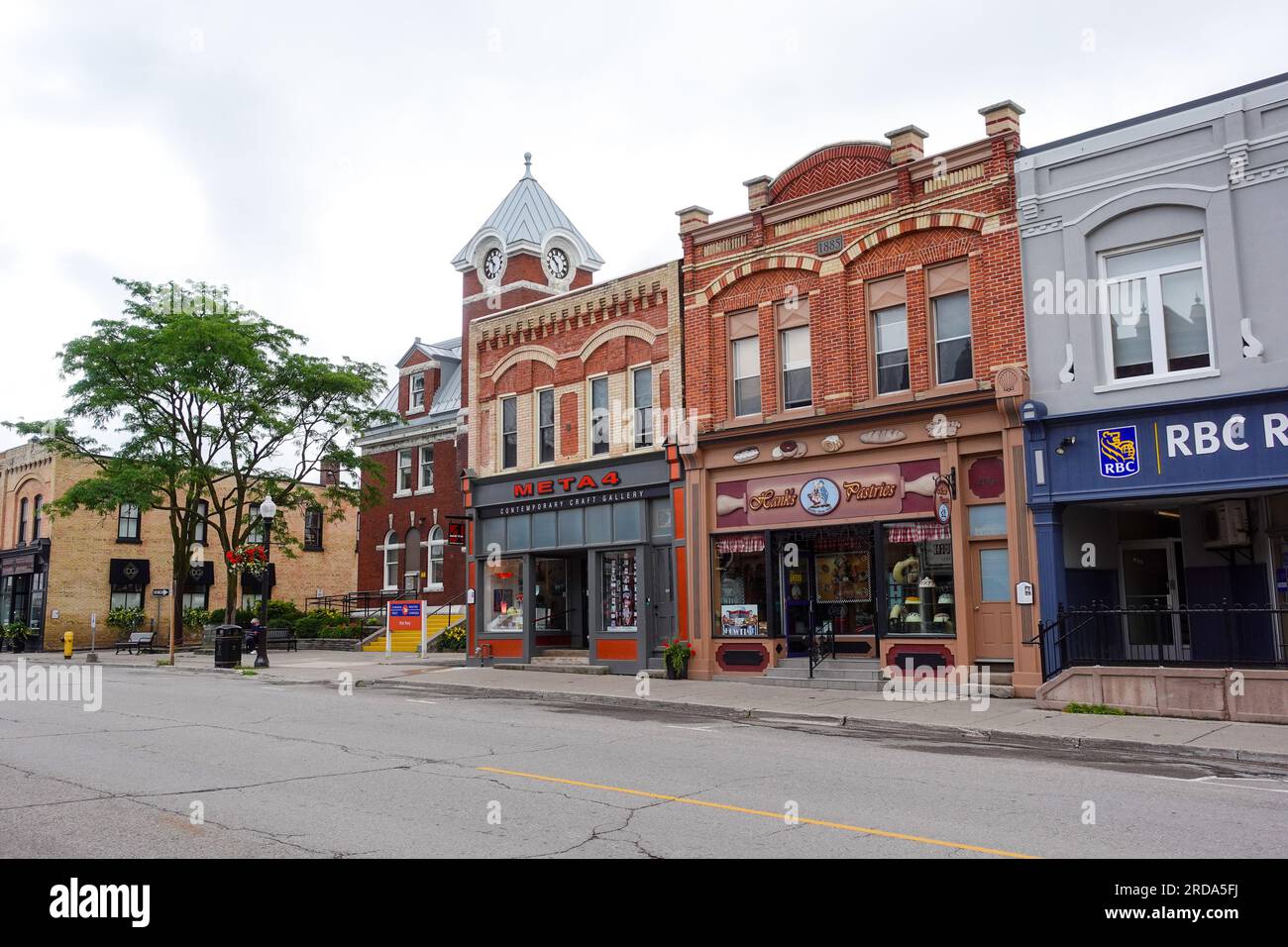 historic buildings and streets in downtown Port Perry, Ontario, Canada