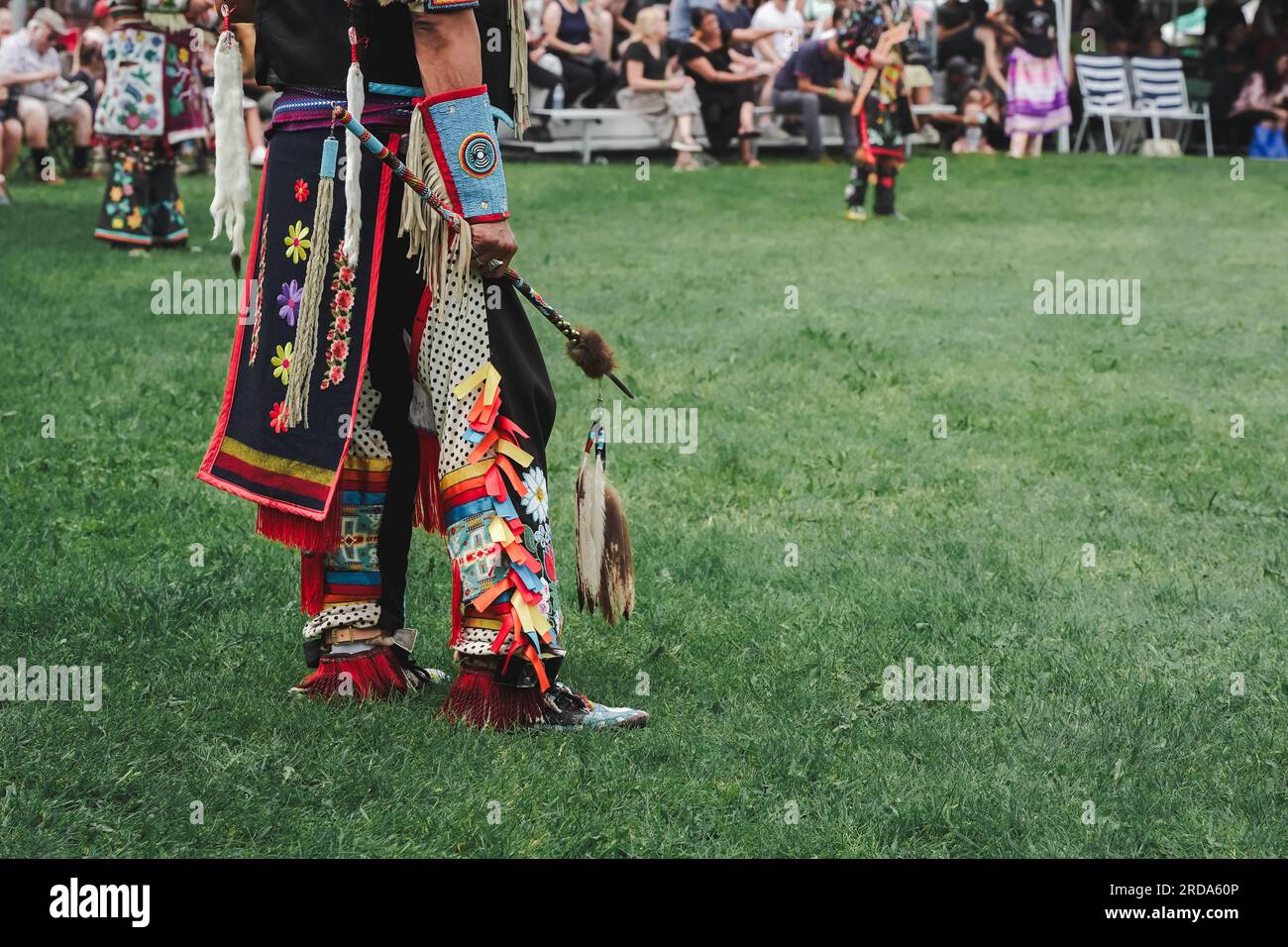 An anonymous native American male dancer at pow wow event, an indigenous people gathering Stock Photo
