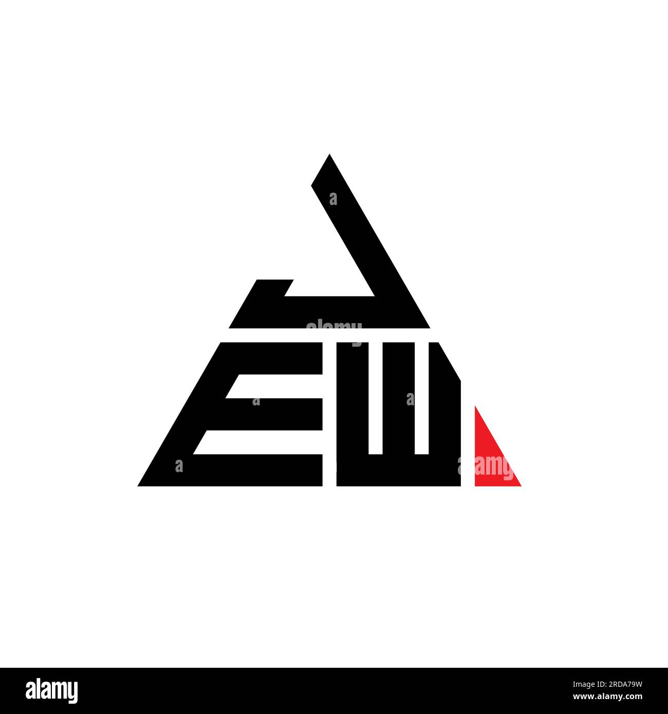 JEW triangle letter logo design with triangle shape. JEW triangle logo design monogram. JEW triangle vector logo template with red color. JEW triangul Stock Vector