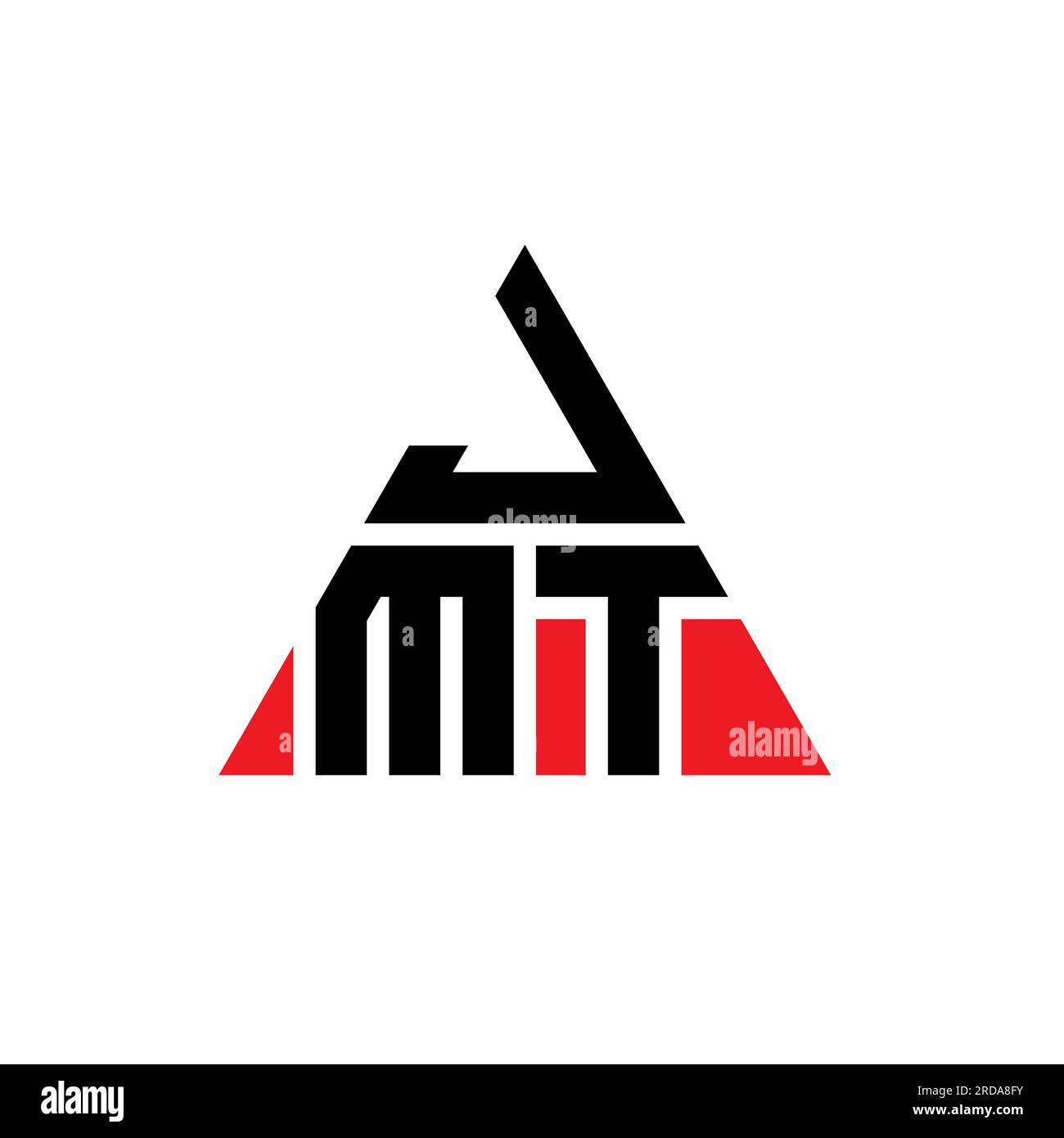 JMT triangle letter logo design with triangle shape. JMT triangle logo design monogram. JMT triangle vector logo template with red color. JMT triangul Stock Vector