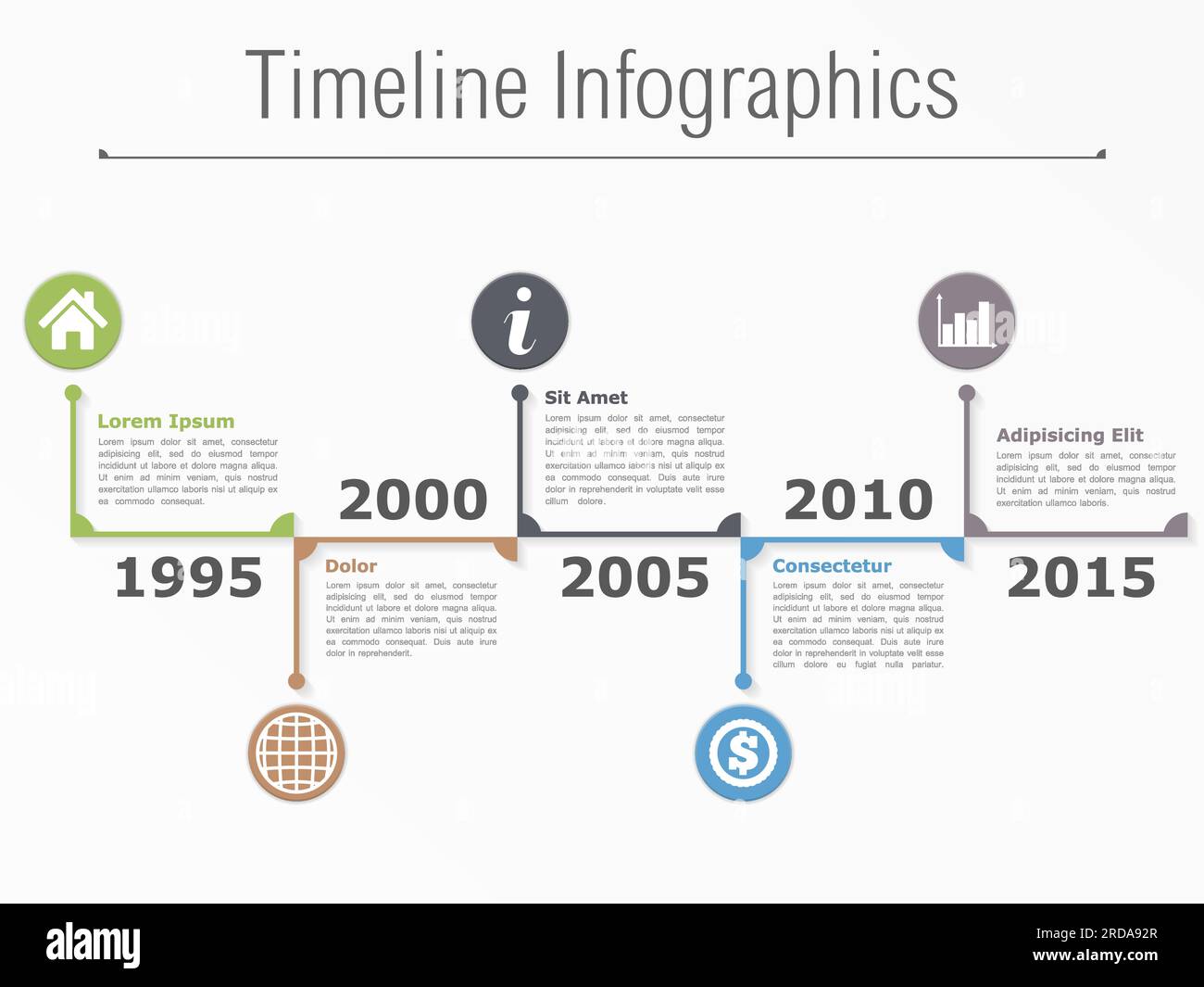 Horizontal timeline infographics template, vector eps10 illustration