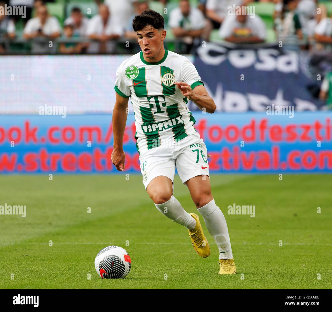 BUDAPEST, HUNGARY - AUGUST 4: Miha Blazic of Ferencvarosi TC controls the  ball during the UEFA Champions League Third Qualifying Round 1st Leg match  between Ferencvarosi TC and SK Slavia Praha at