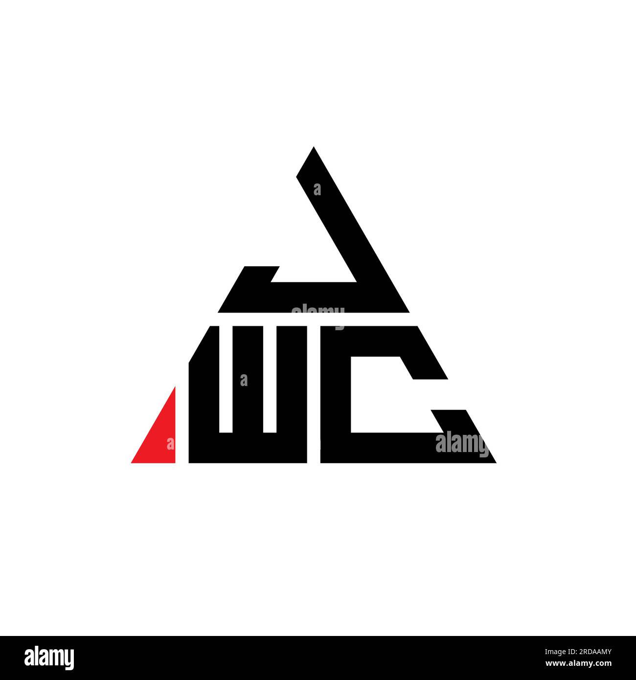 JWC triangle letter logo design with triangle shape. JWC triangle logo design monogram. JWC triangle vector logo template with red color. JWC triangul Stock Vector