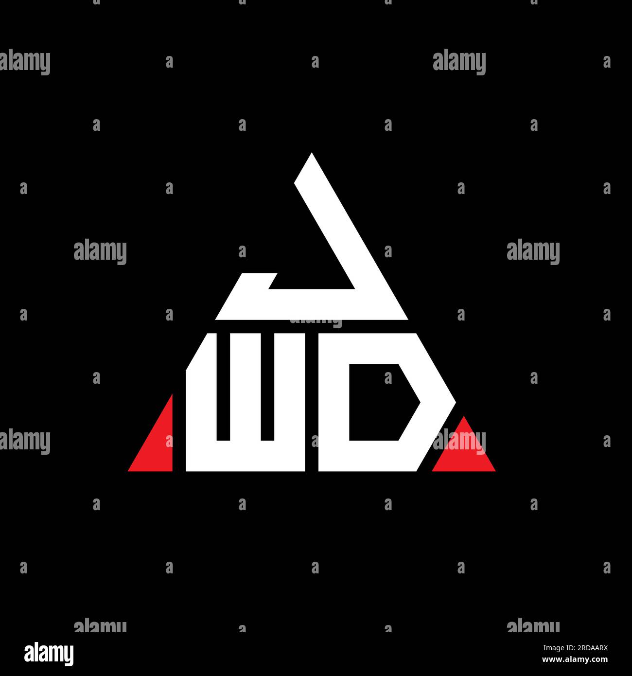 JWD triangle letter logo design with triangle shape. JWD triangle logo design monogram. JWD triangle vector logo template with red color. JWD triangul Stock Vector