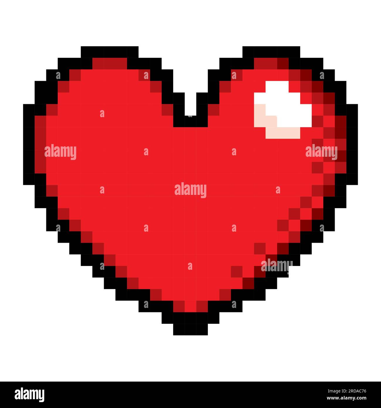 Red Heart Pixel Art Style. Vector Illustration. Icon with Love Symbol. Stock Vector