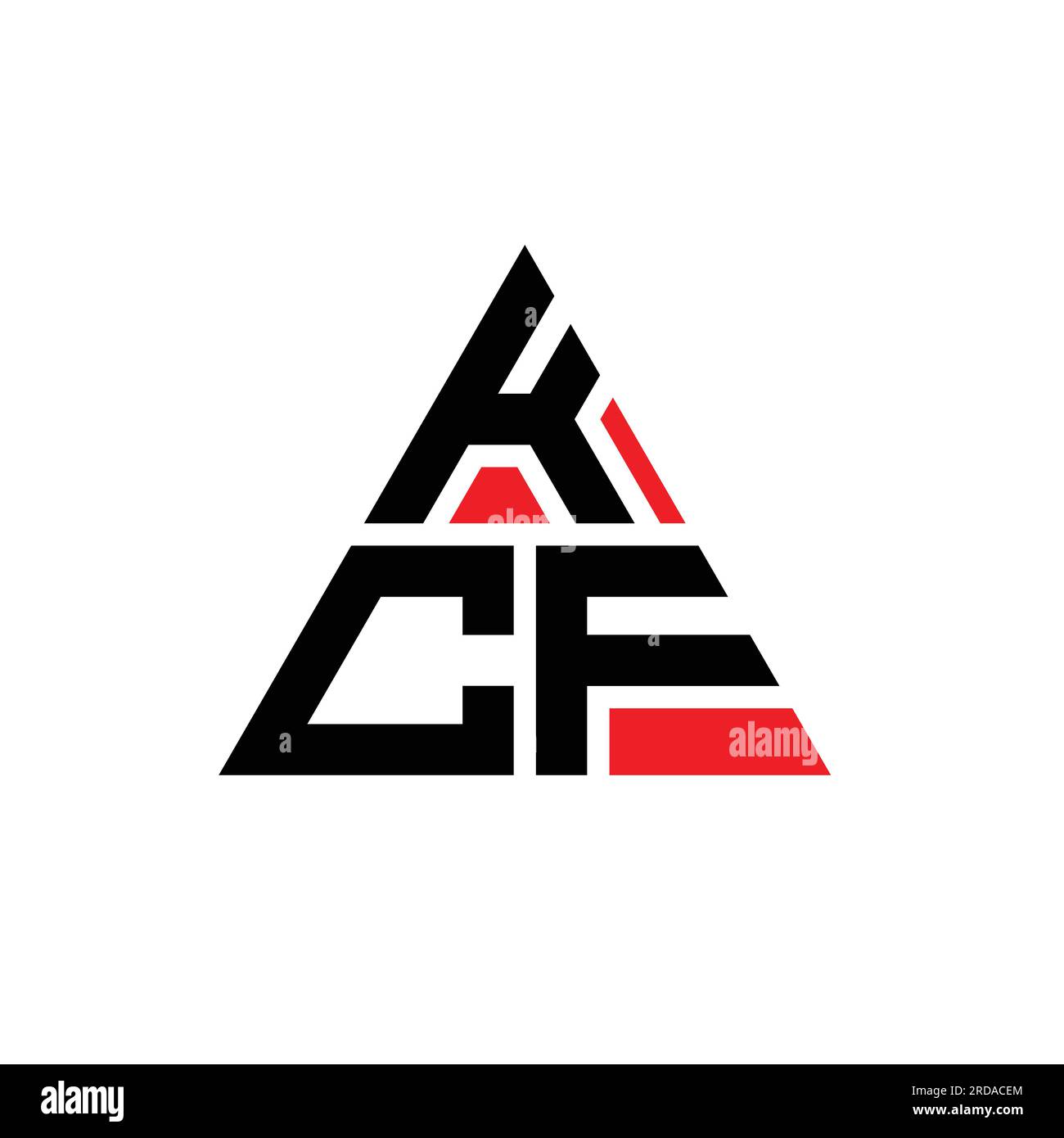 KCF triangle letter logo design with triangle shape. KCF triangle logo design monogram. KCF triangle vector logo template with red color. KCF triangul Stock Vector