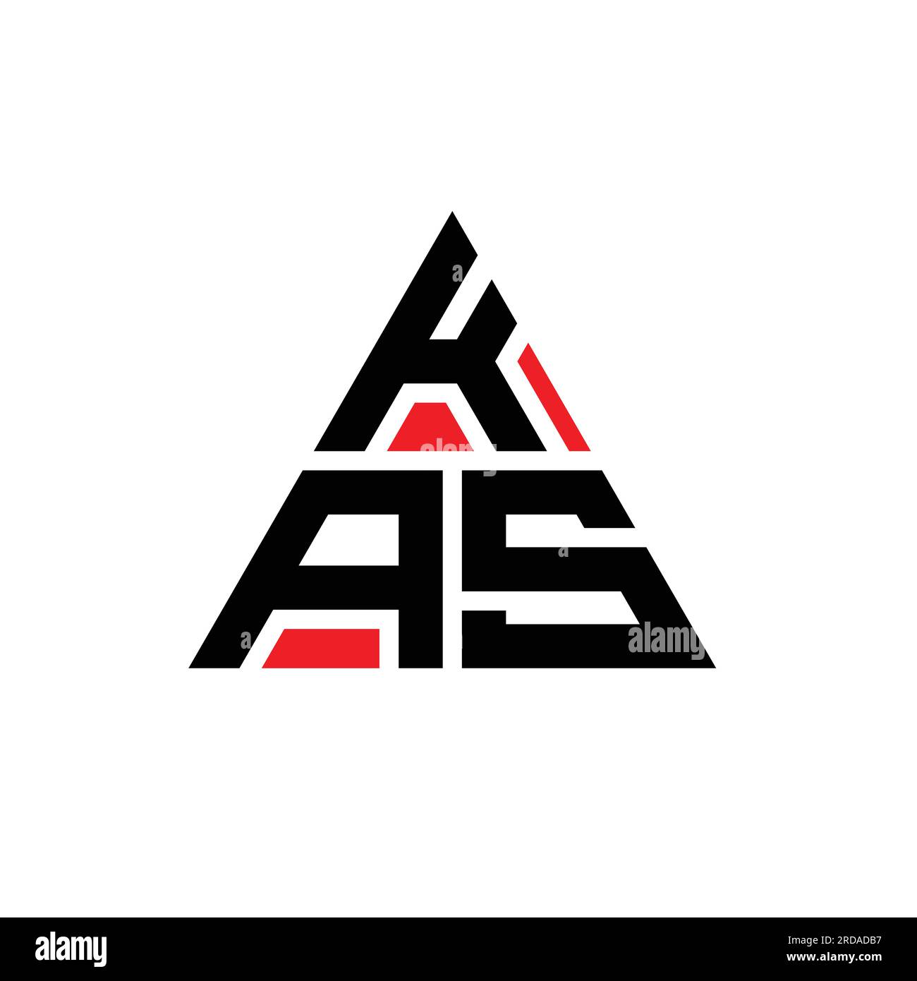 KAS triangle letter logo design with triangle shape. KAS triangle logo design monogram. KAS triangle vector logo template with red color. KAS triangul Stock Vector