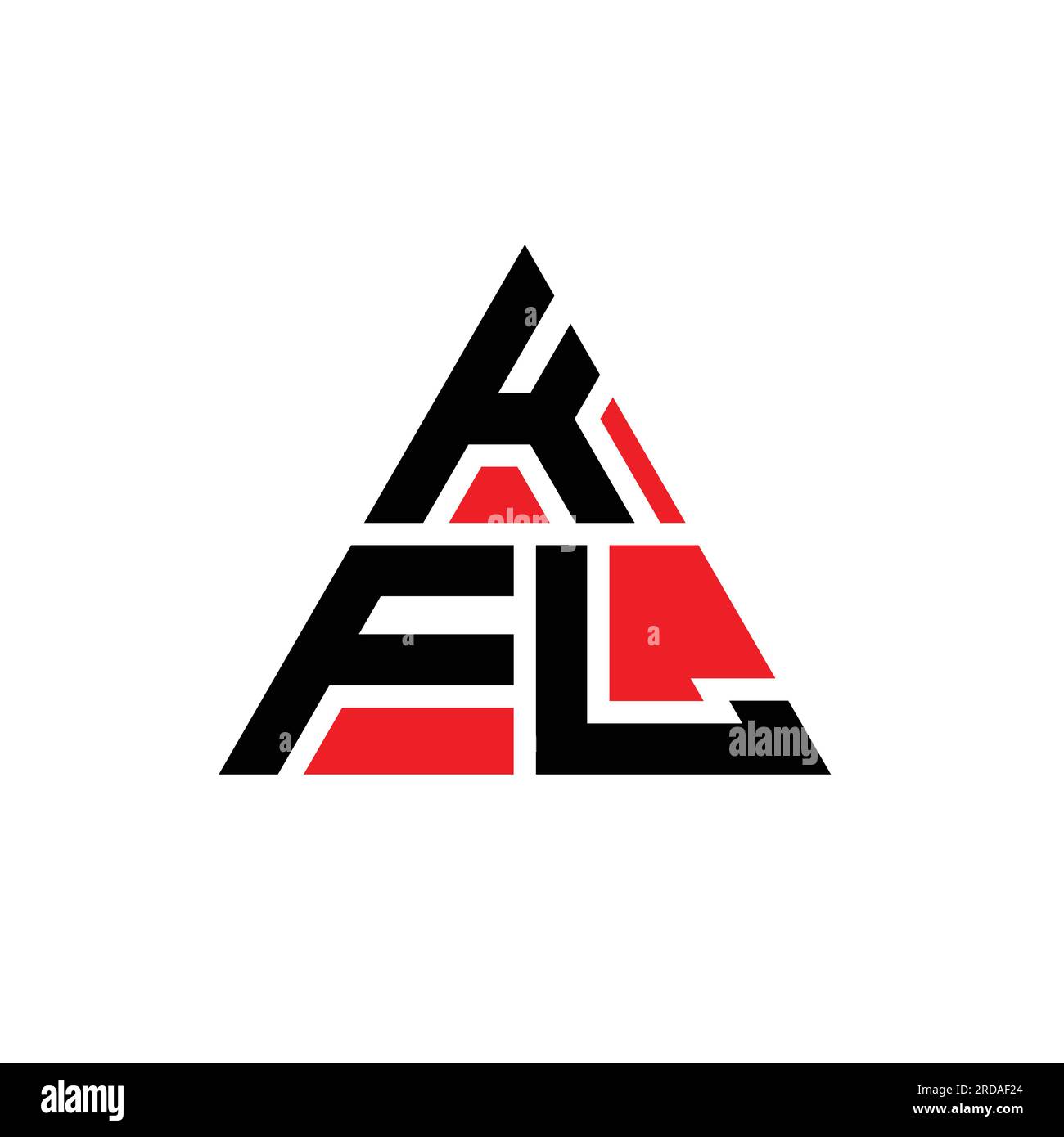 KFL triangle letter logo design with triangle shape. KFL triangle logo design monogram. KFL triangle vector logo template with red color. KFL triangul Stock Vector