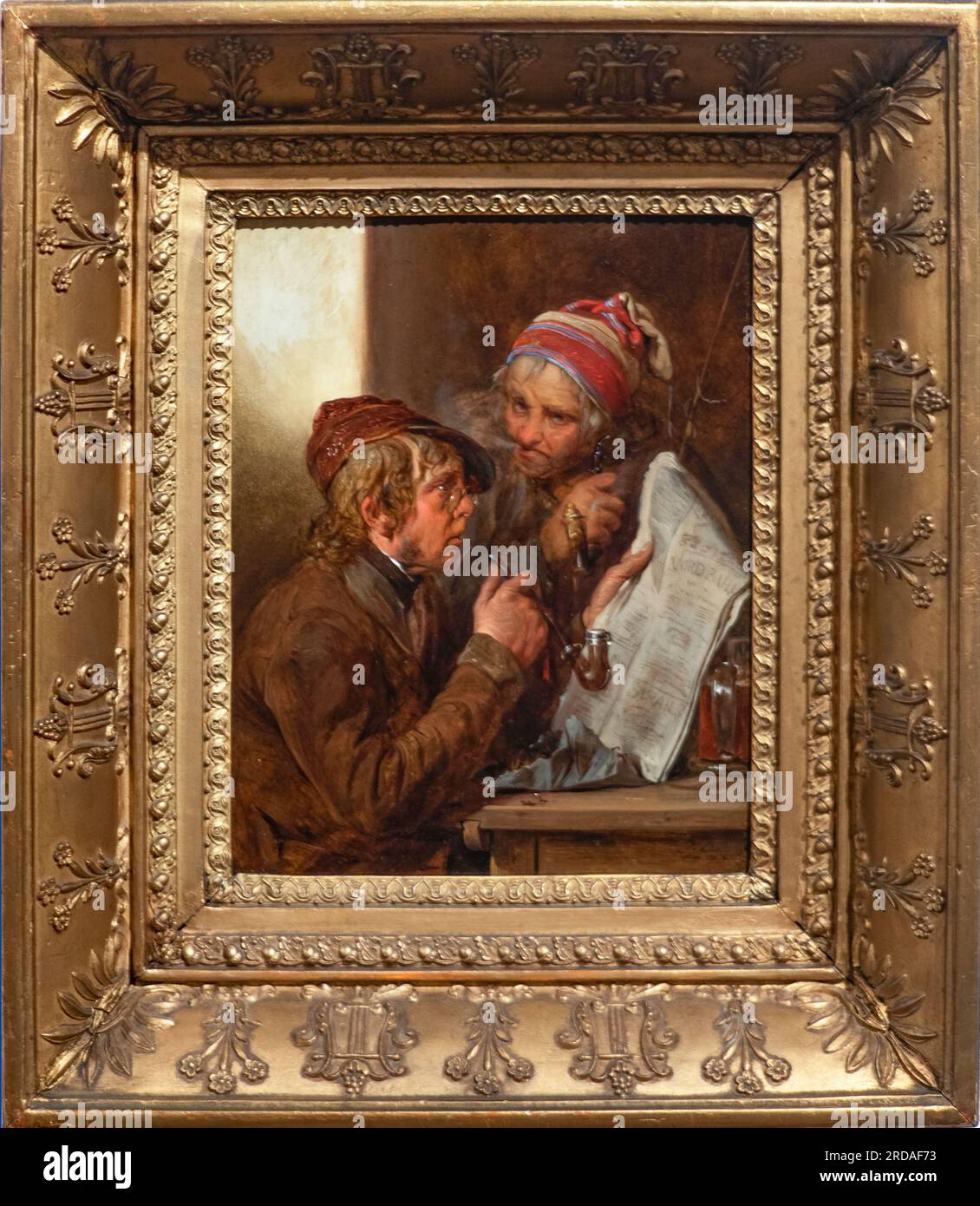 Newspaper Readers. Oil on wood. 1840. Creator: Josef Danhauser, Vienna, 1805 - 1845. Vienna Stock Photo
