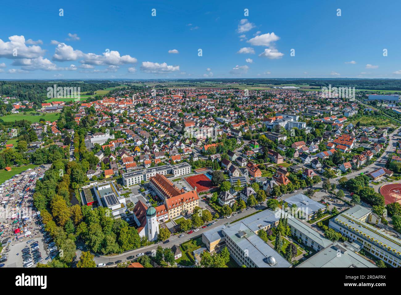 The beautiful town Mindelheim in the Lower Allgaeu with its striking ...