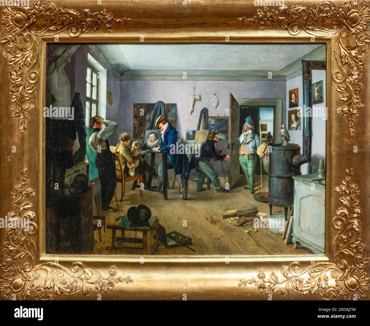 Atelier with painting students. Oil on canvas. 1828. Creator: Josef Danhauser , Vienna 1805–1845 Vienna Stock Photo