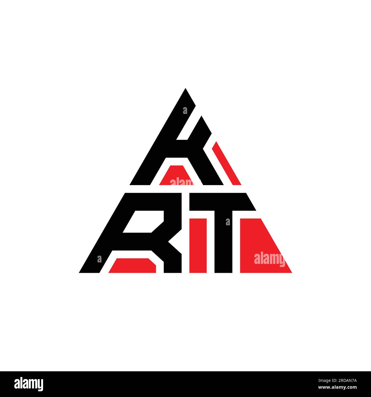 KRT triangle letter logo design with triangle shape. KRT triangle logo design monogram. KRT triangle vector logo template with red color. KRT triangul Stock Vector