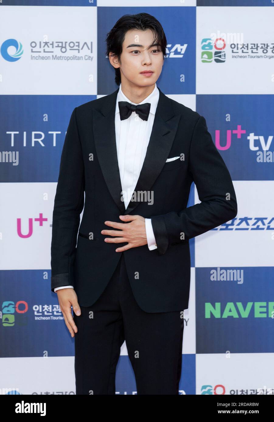 Incheon, South Korea. 19th July, 2023. South Korean actor and vocal Cha Eun- woo, member of K-Pop boy band Astro, arrived red carpet during a '2nd Blue  Dragon Series Awards' at Paradise City