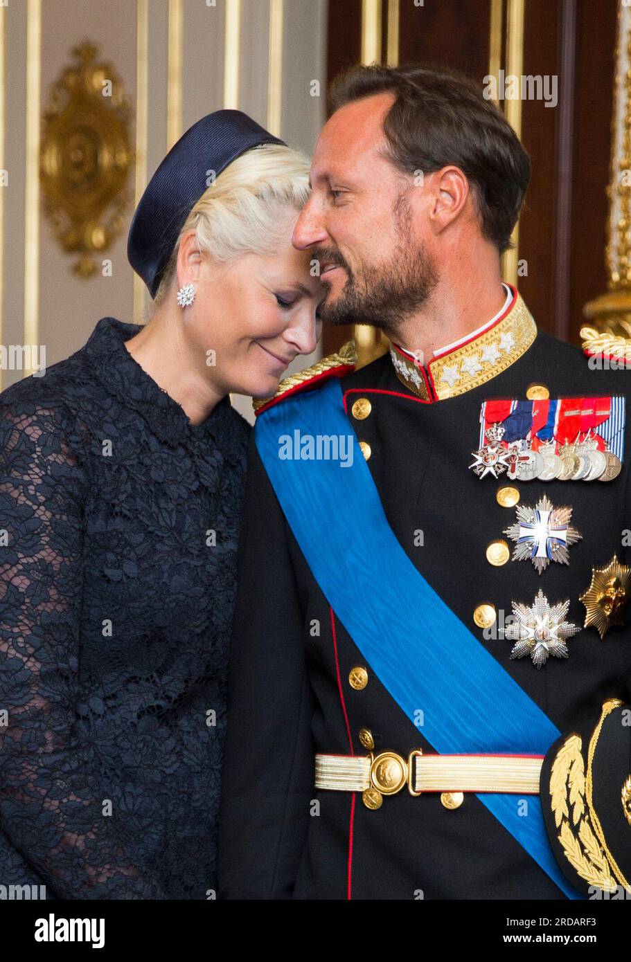 OSLO 20140902.FILE PHOTO: The Norwegian Crown Prince is 50 years today.   ORIGINAL CAPTION:  Crown Princess Mette-Marit and Crown Prince Haakon at the castle as Estonian President Toomas Hendrik Ilves is on a state visit to Norway. Assembly. Photo: Berit Roald / NTB Stock Photo