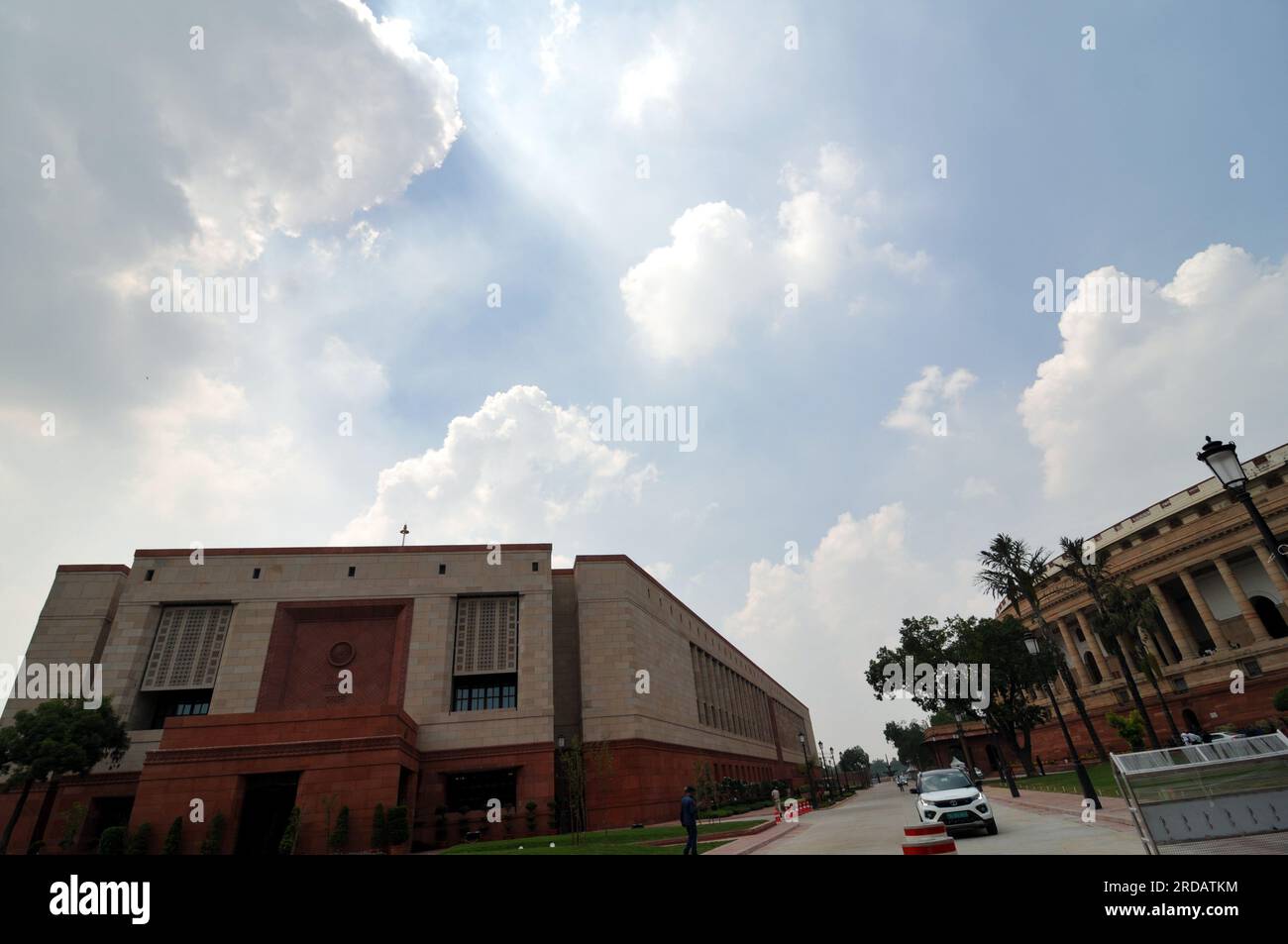 New Delhi, Delhi, India. 20th July, 2023. Old & New Parliament House Building During the First day of monsoon session in New Delhi, on Thursday, July 20, 2023. Narendra Modi Thursday Photo by Ravi Batra/INDIA (Credit Image: © Ravi Batra/ZUMA Press Wire) EDITORIAL USAGE ONLY! Not for Commercial USAGE! Stock Photo