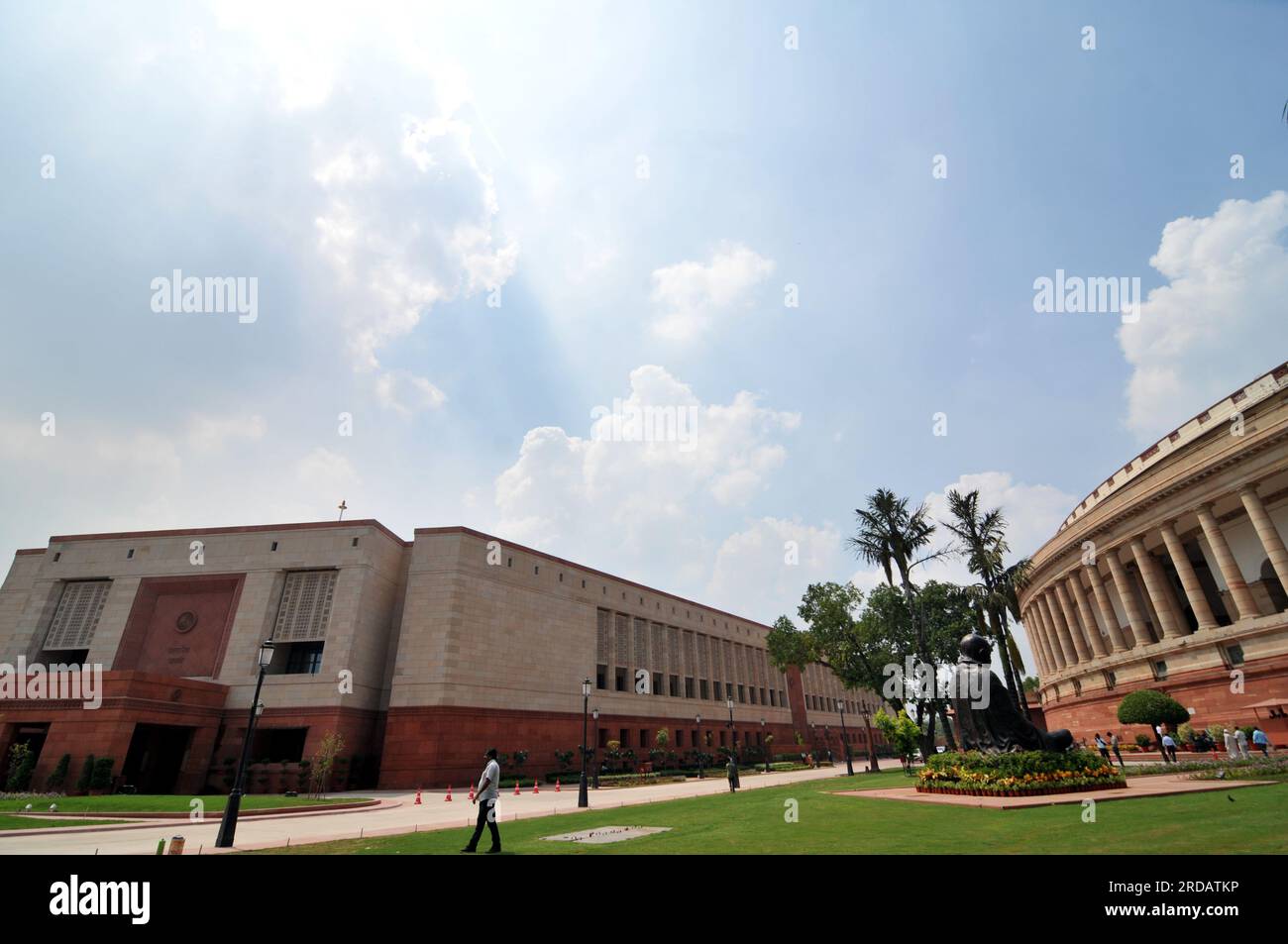 New Delhi, Delhi, India. 20th July, 2023. Old & New Parliament House Building During the First day of monsoon session in New Delhi, on Thursday, July 20, 2023. Narendra Modi Thursday Photo by Ravi Batra/INDIA (Credit Image: © Ravi Batra/ZUMA Press Wire) EDITORIAL USAGE ONLY! Not for Commercial USAGE! Stock Photo