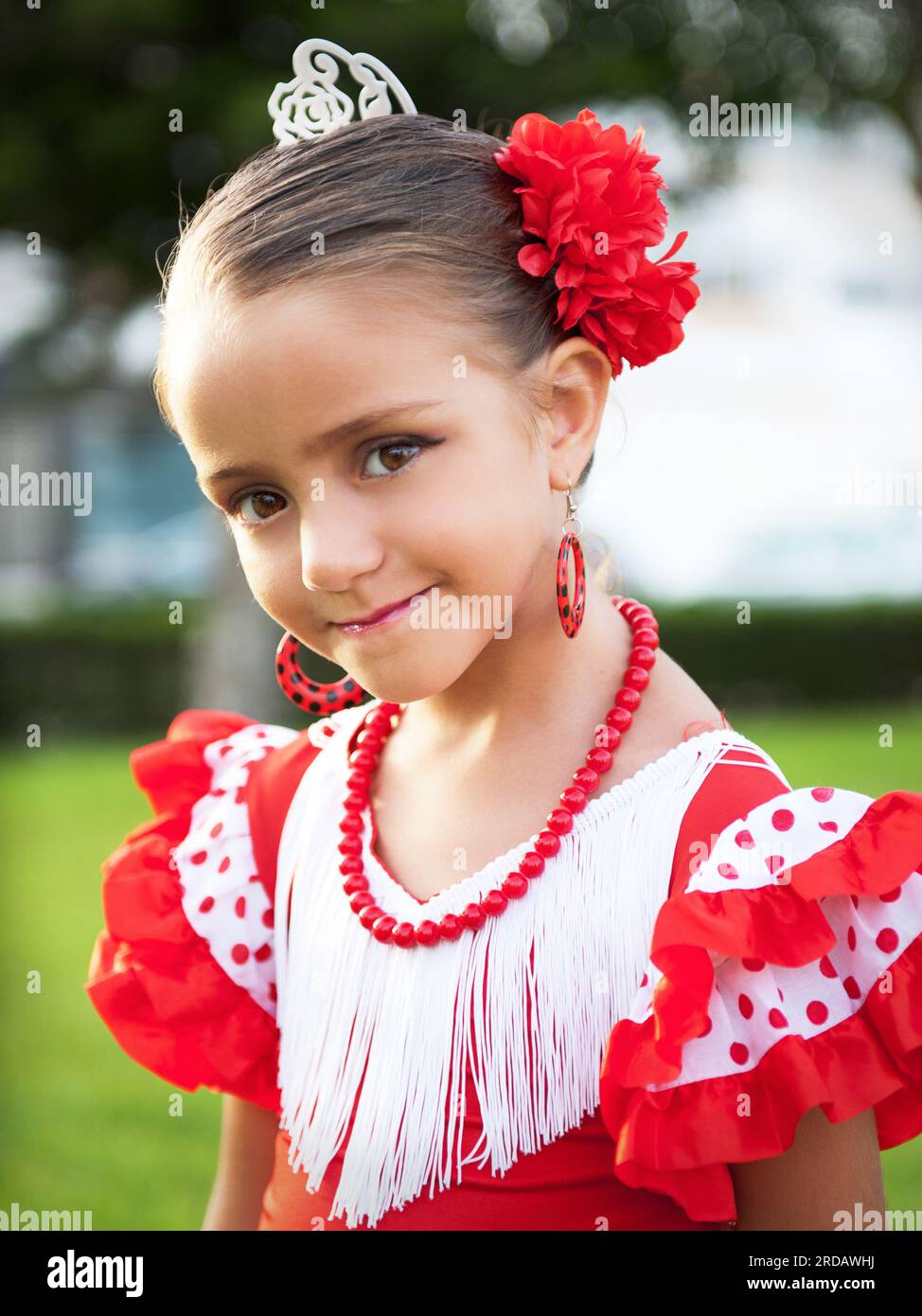 Portrait of a Girl in a dress with its traditional nature Stock Photo