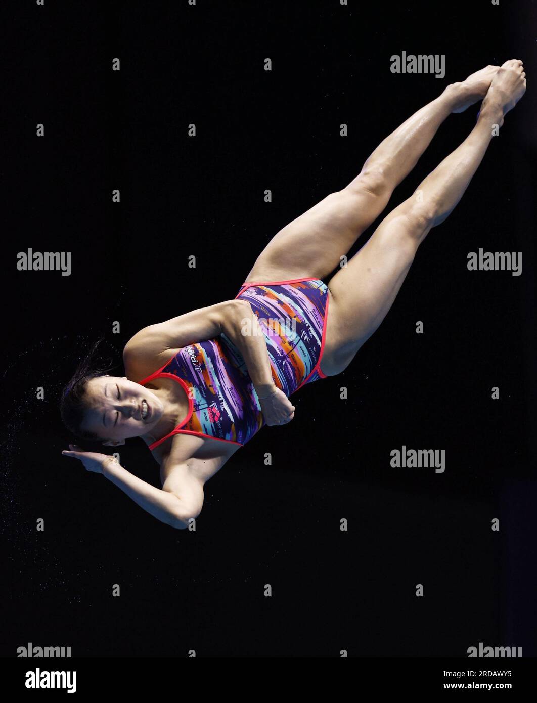 Japan's Sayaka Mikami performs in the women's 3-meter springboard diving semifinals on July 20, 2023, at Fukuoka Prefectural Pool in the southwestern Japan city of Fukuoka. (Kyodo)==Kyodo Photo via Credit: Newscom/Alamy Live News Stock Photo