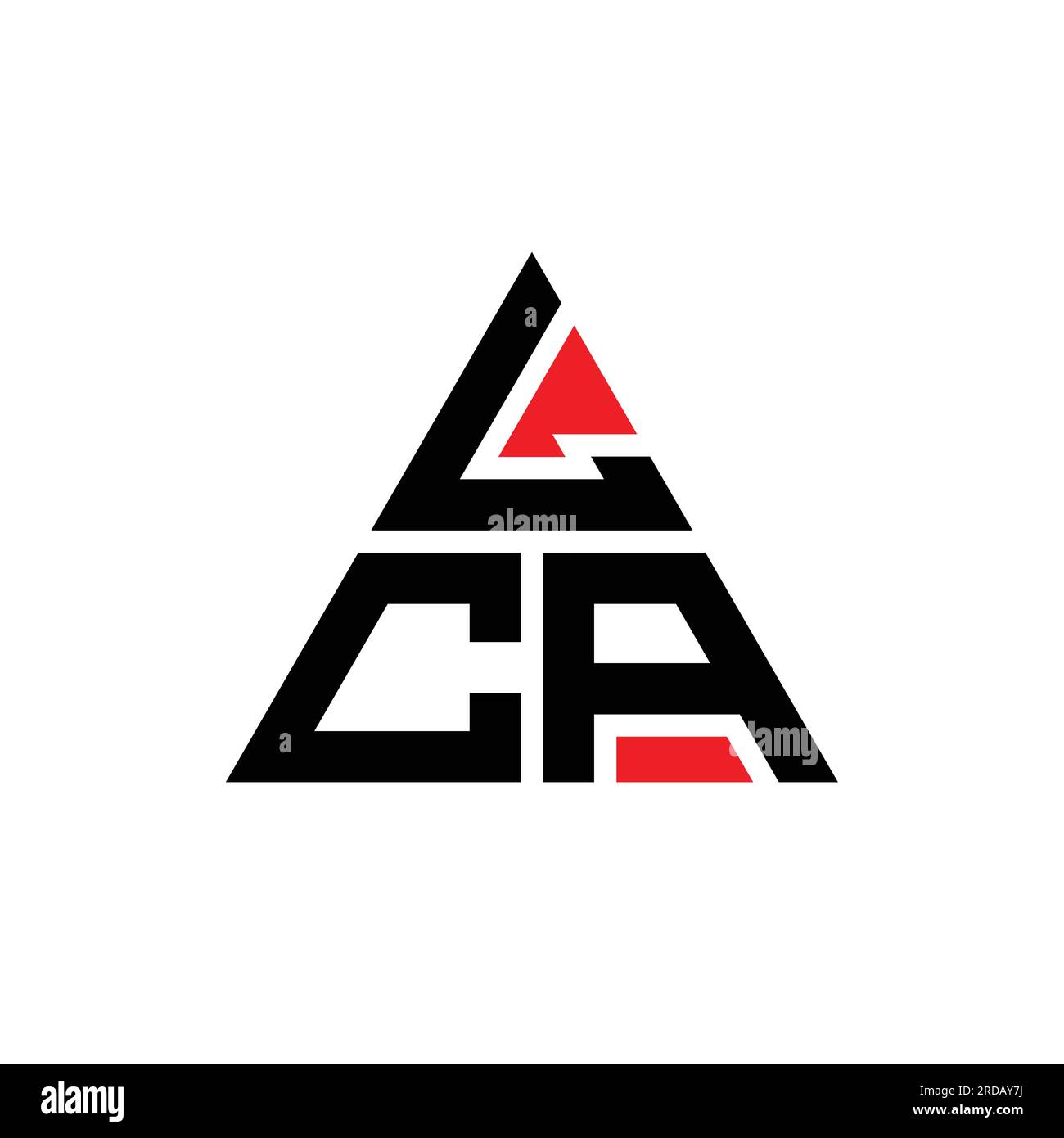 LCA triangle letter logo design with triangle shape. LCA triangle logo design monogram. LCA triangle vector logo template with red color. LCA triangul Stock Vector