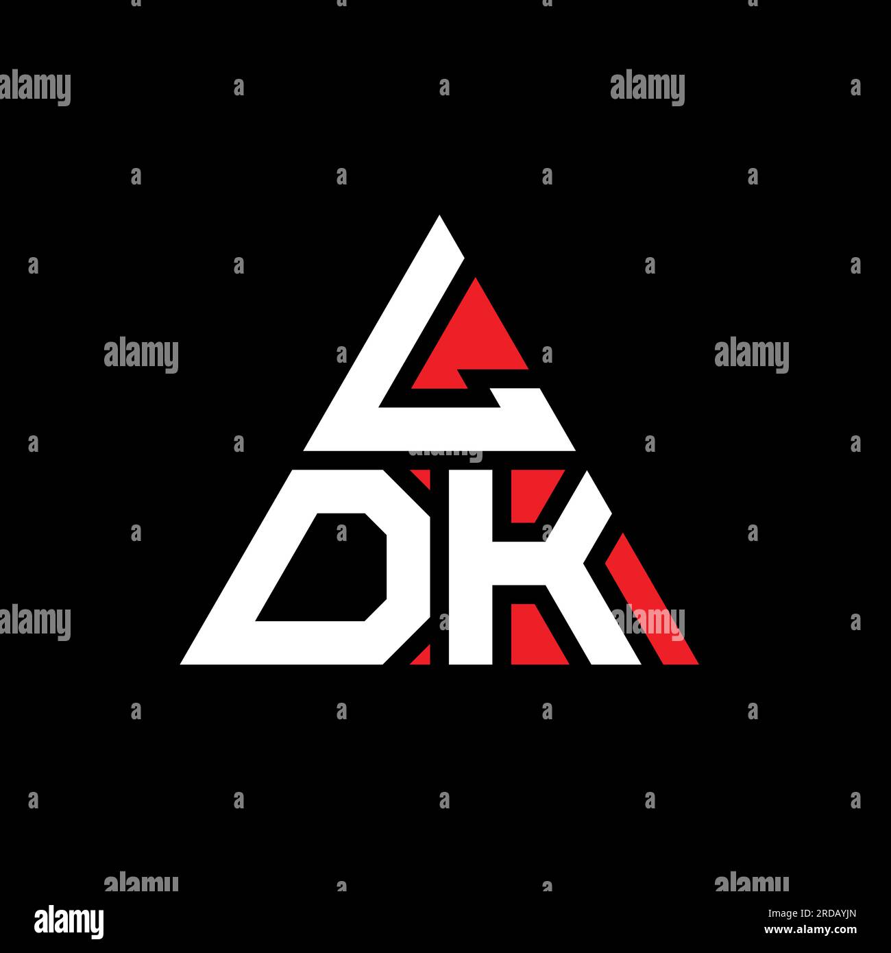 LDK triangle letter logo design with triangle shape. LDK triangle logo