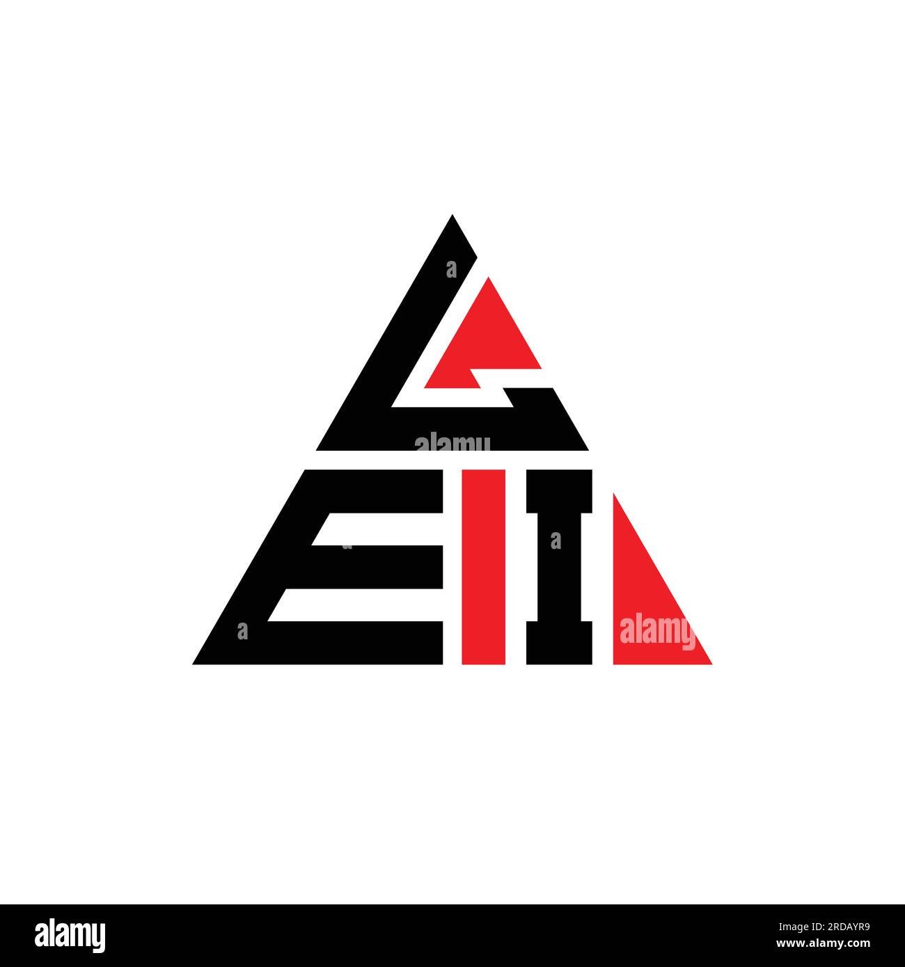 LEI triangle letter logo design with triangle shape. LEI triangle logo design monogram. LEI triangle vector logo template with red color. LEI triangul Stock Vector